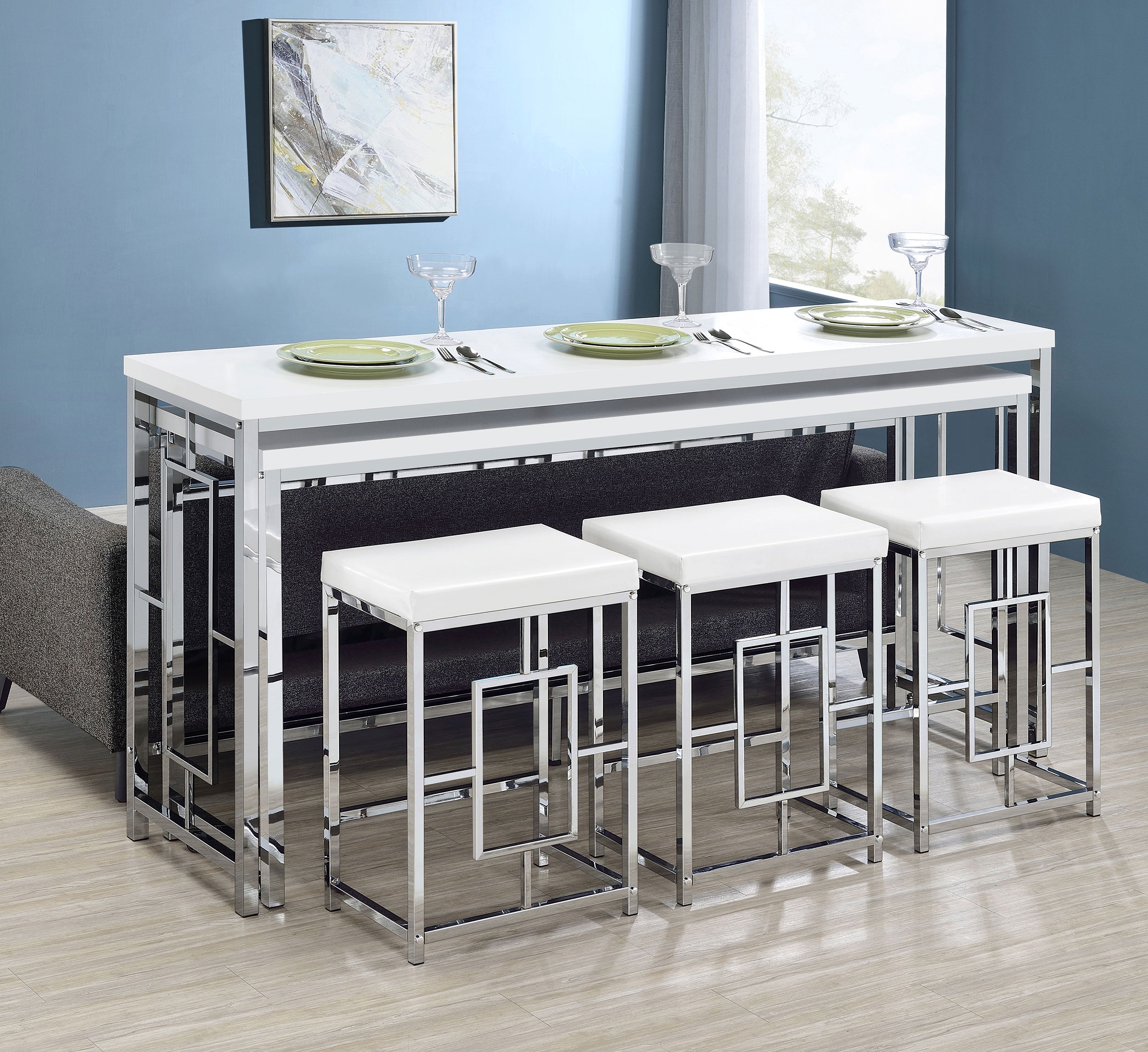 Jackson Multipurpose Counter Height Table Set White and Chrome
