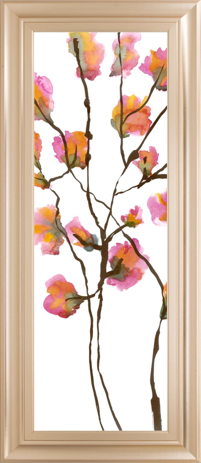 Inky Blossoms I By Deborah Velasquez 18X42 Framed Print