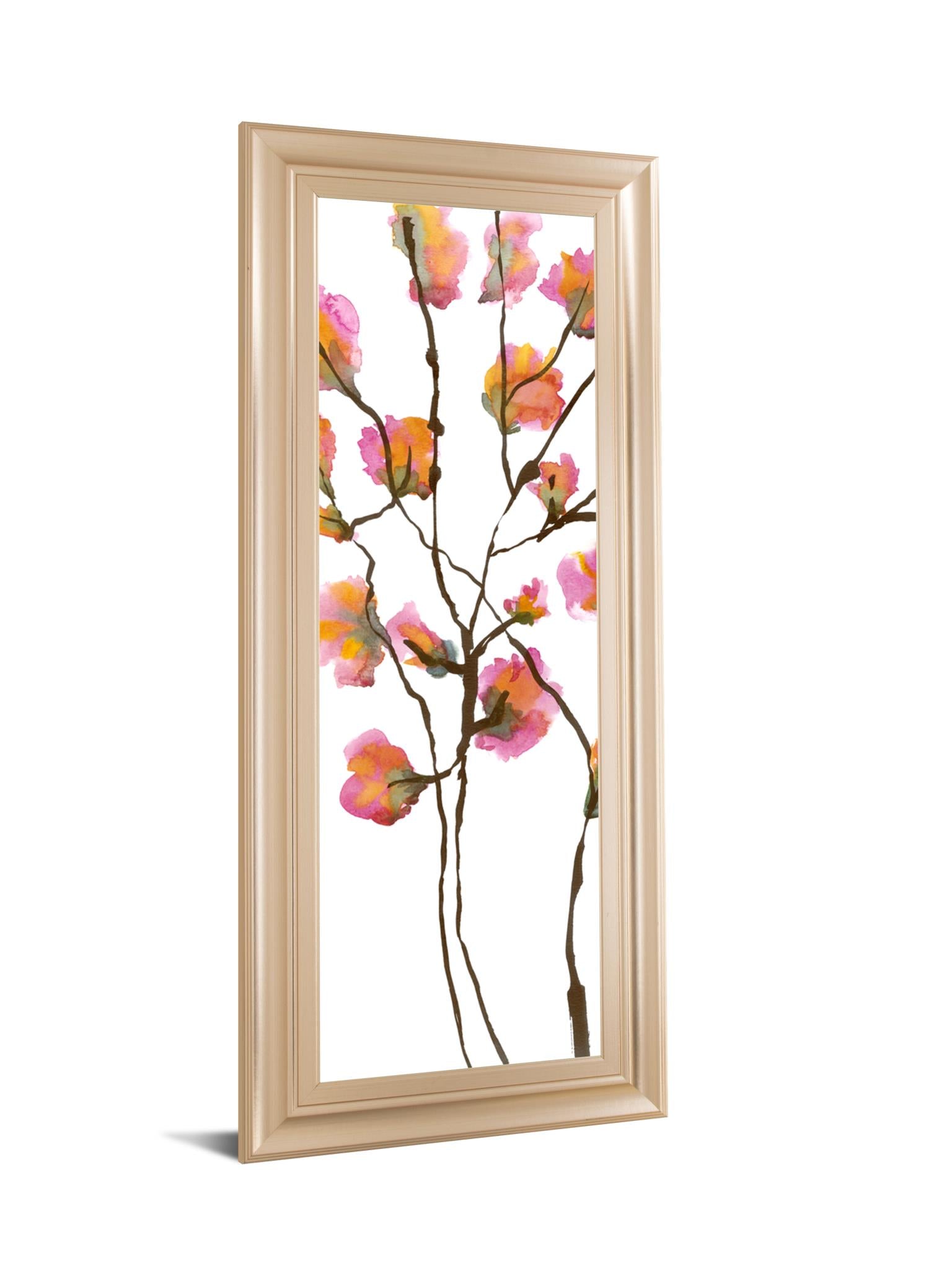 Inky Blossoms I By Deborah Velasquez 18X42 Framed Print