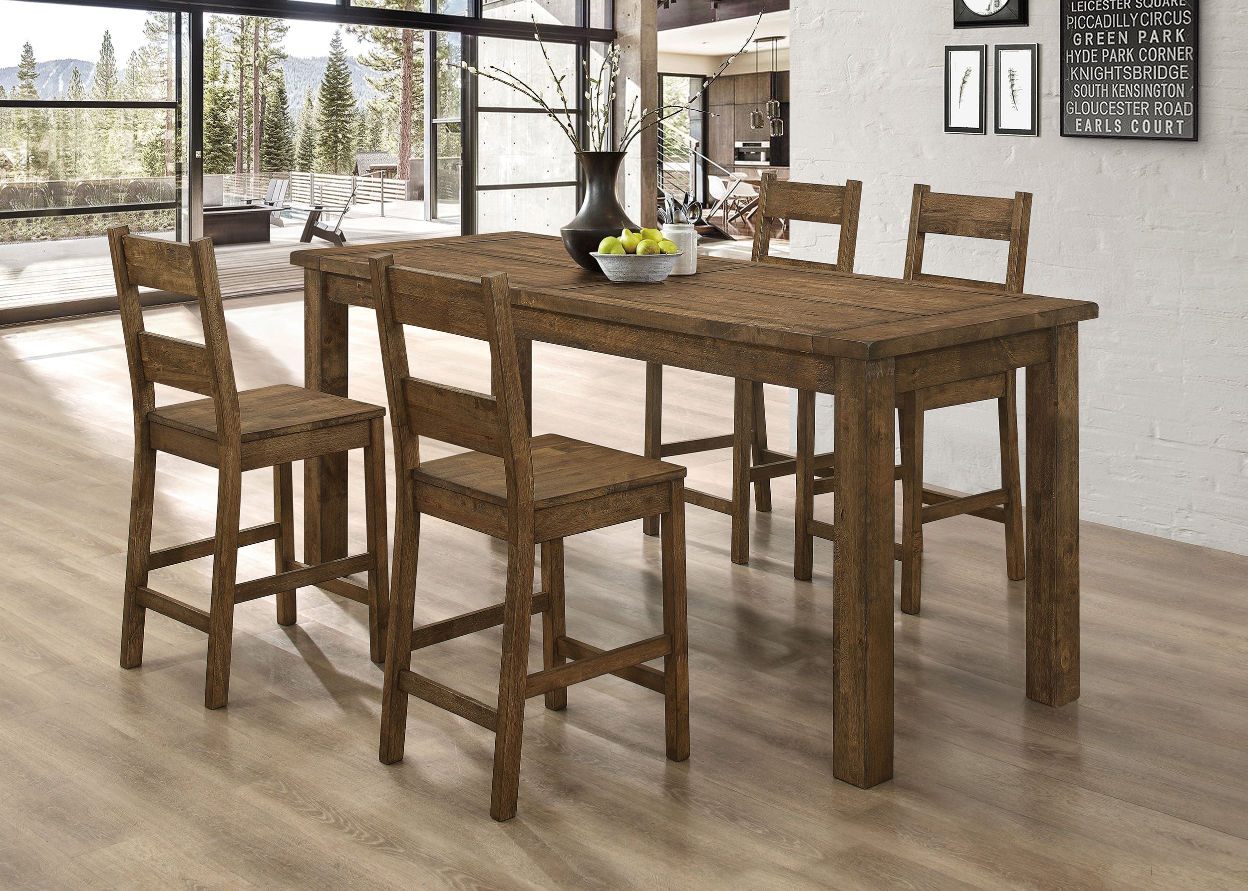 Coleman Counter Height Dining Set Rustic Golden Brown