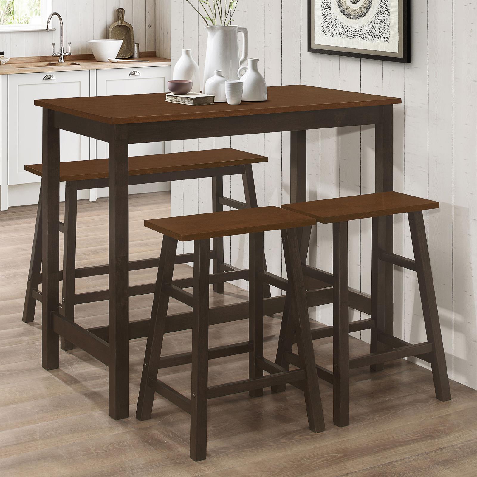 Connie Counter Height Set Chestnut and Dark Brown