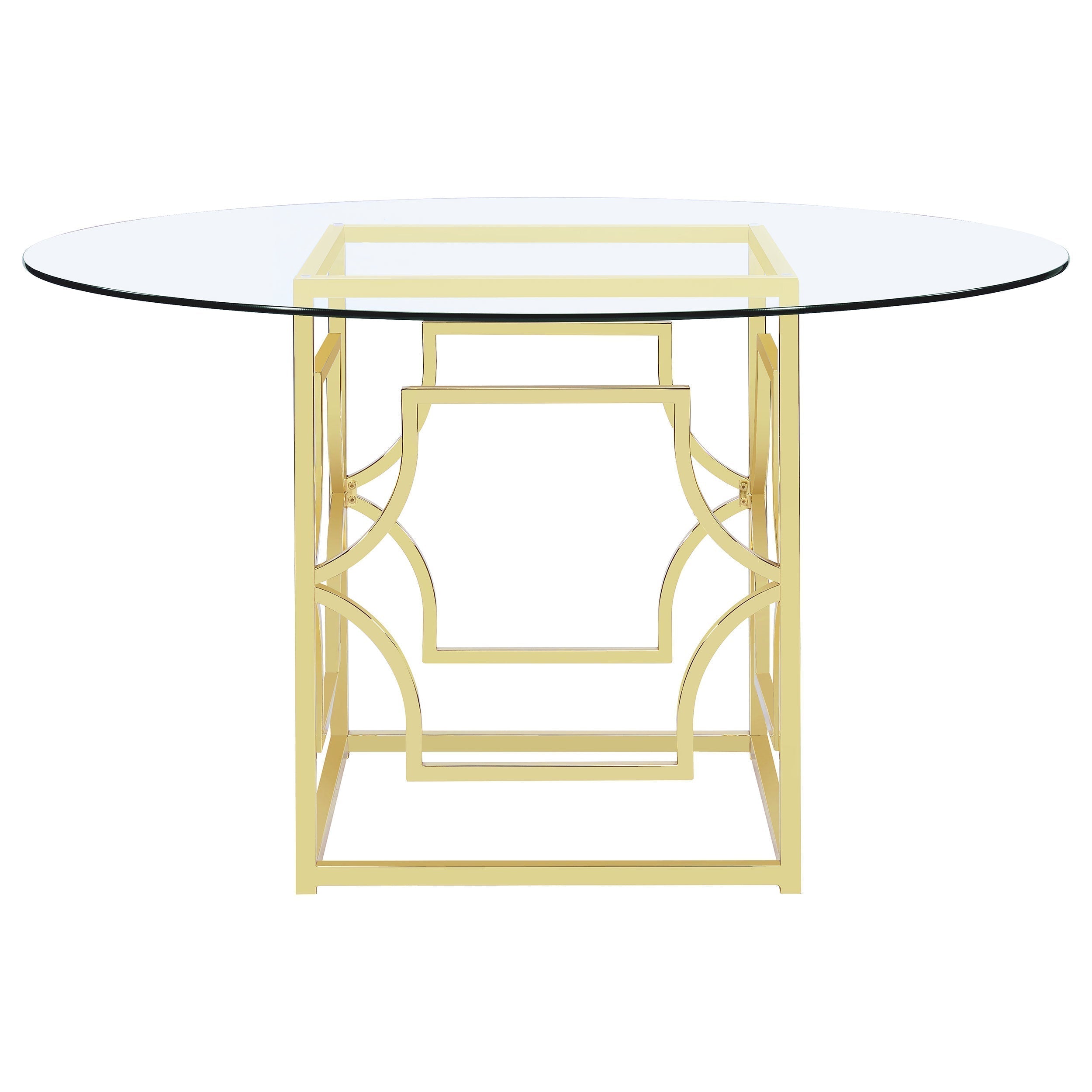 Starlight Round Glass Top Dining Table Clear and Brass
