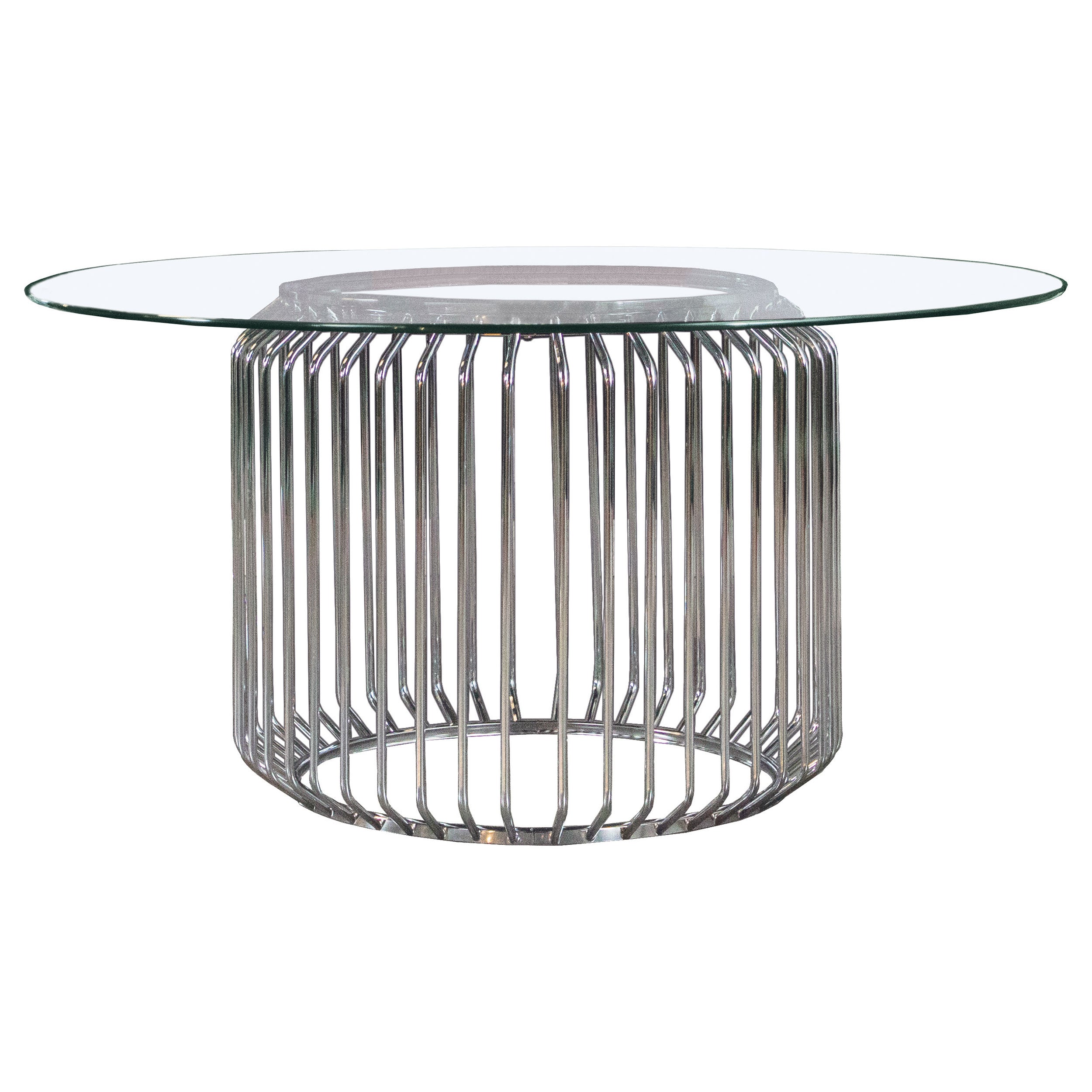 Veena Round Dining Set with Swivel Chairs Chrome and Green