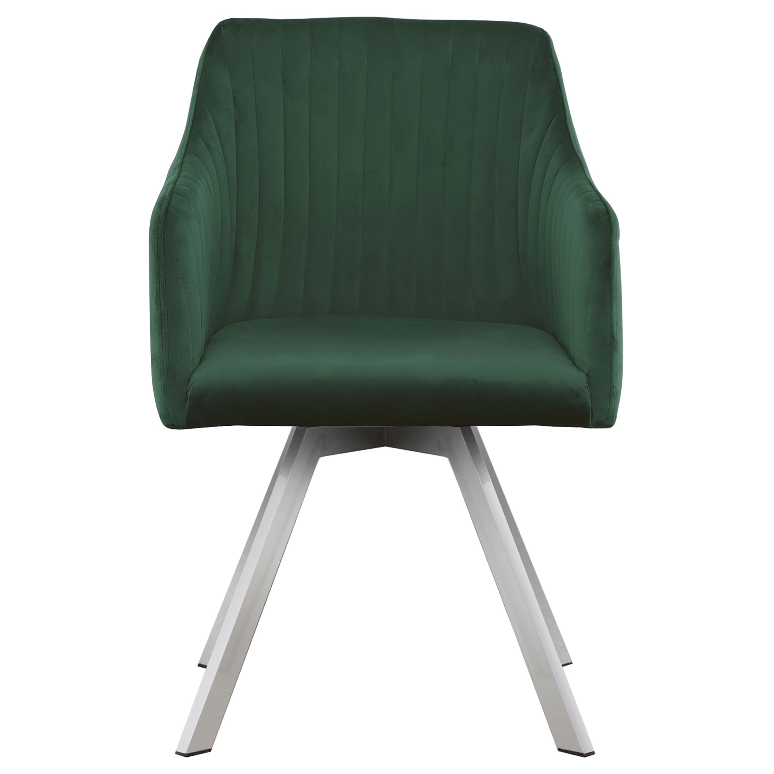 Veena Round Dining Set with Swivel Chairs Chrome and Green