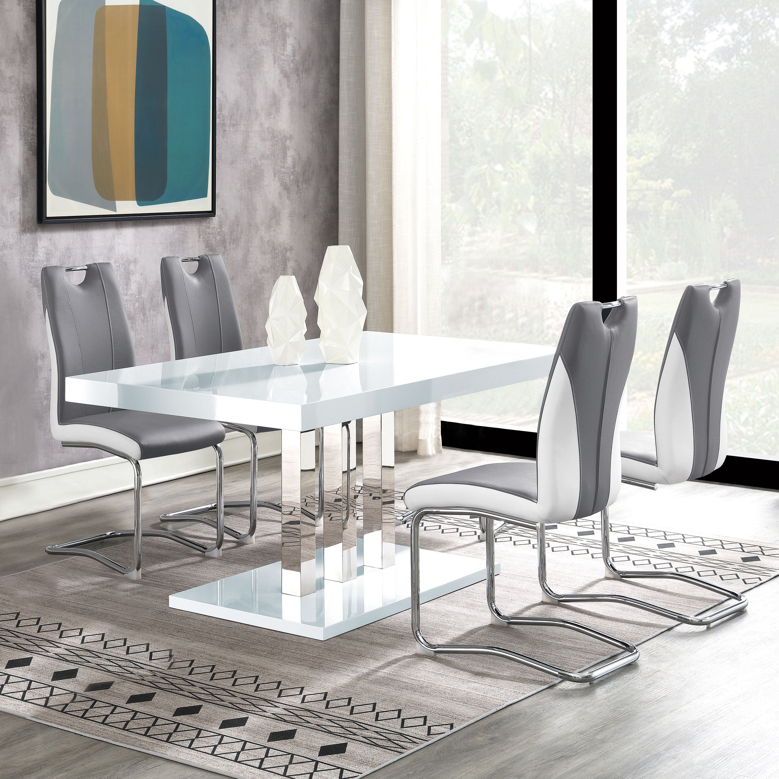 Brooklyn Dining Set White and Chrome