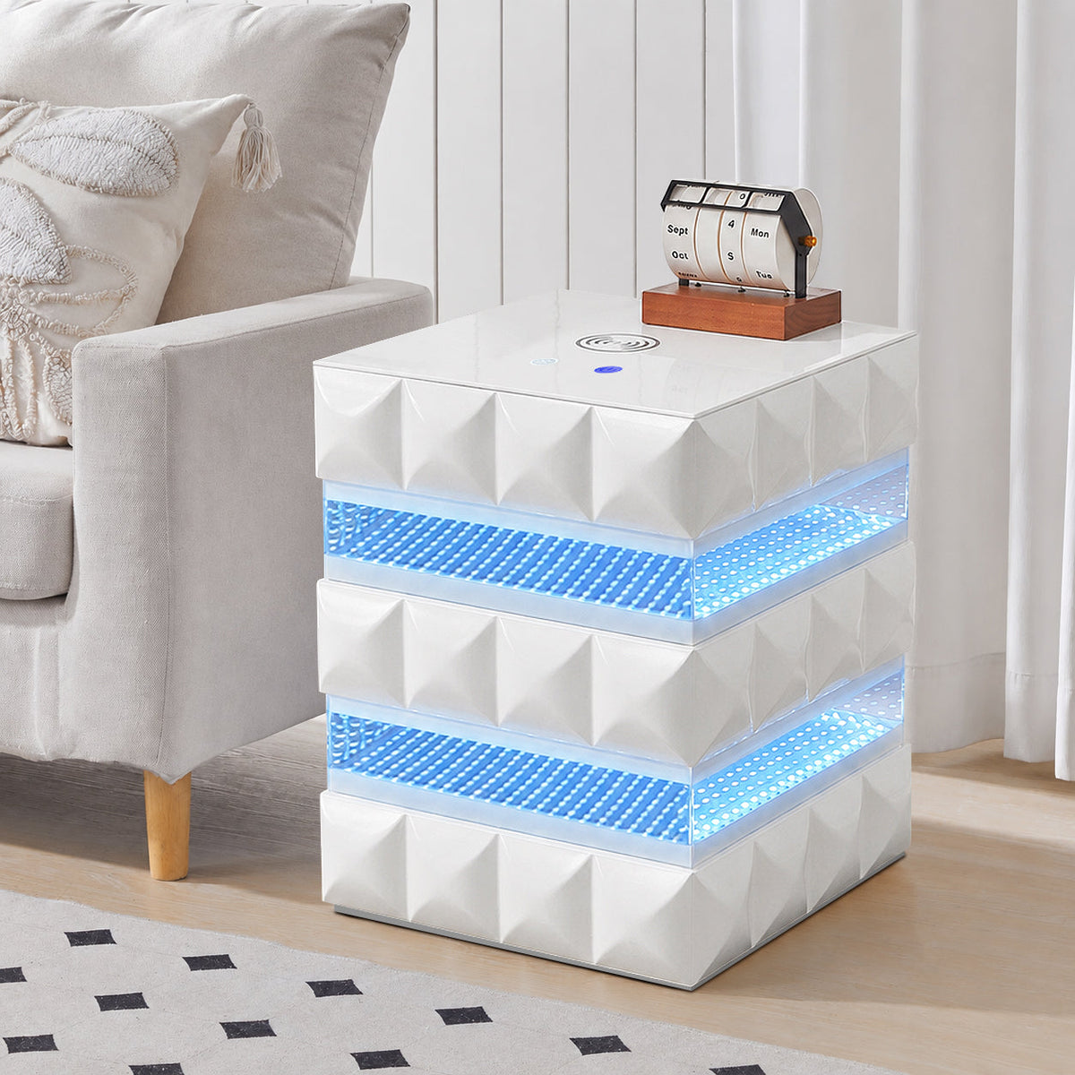 Alix Smart Coffee & End Table Set — 3D LED Lighting
