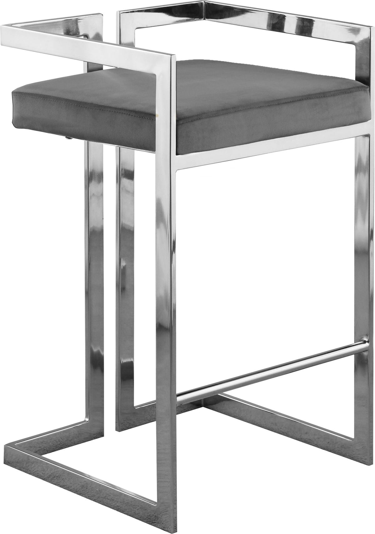 Ezra - Stool (Set of 2) - Grey / Chrome Legs