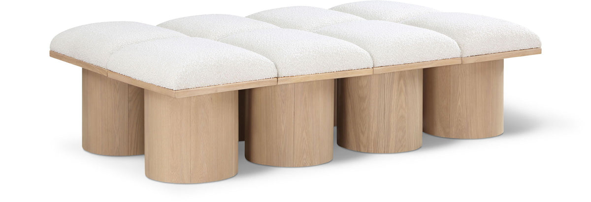 Pavilion Modular Bench 8-Piece Bench, 62"W x 36"D — Cream / Natural Base