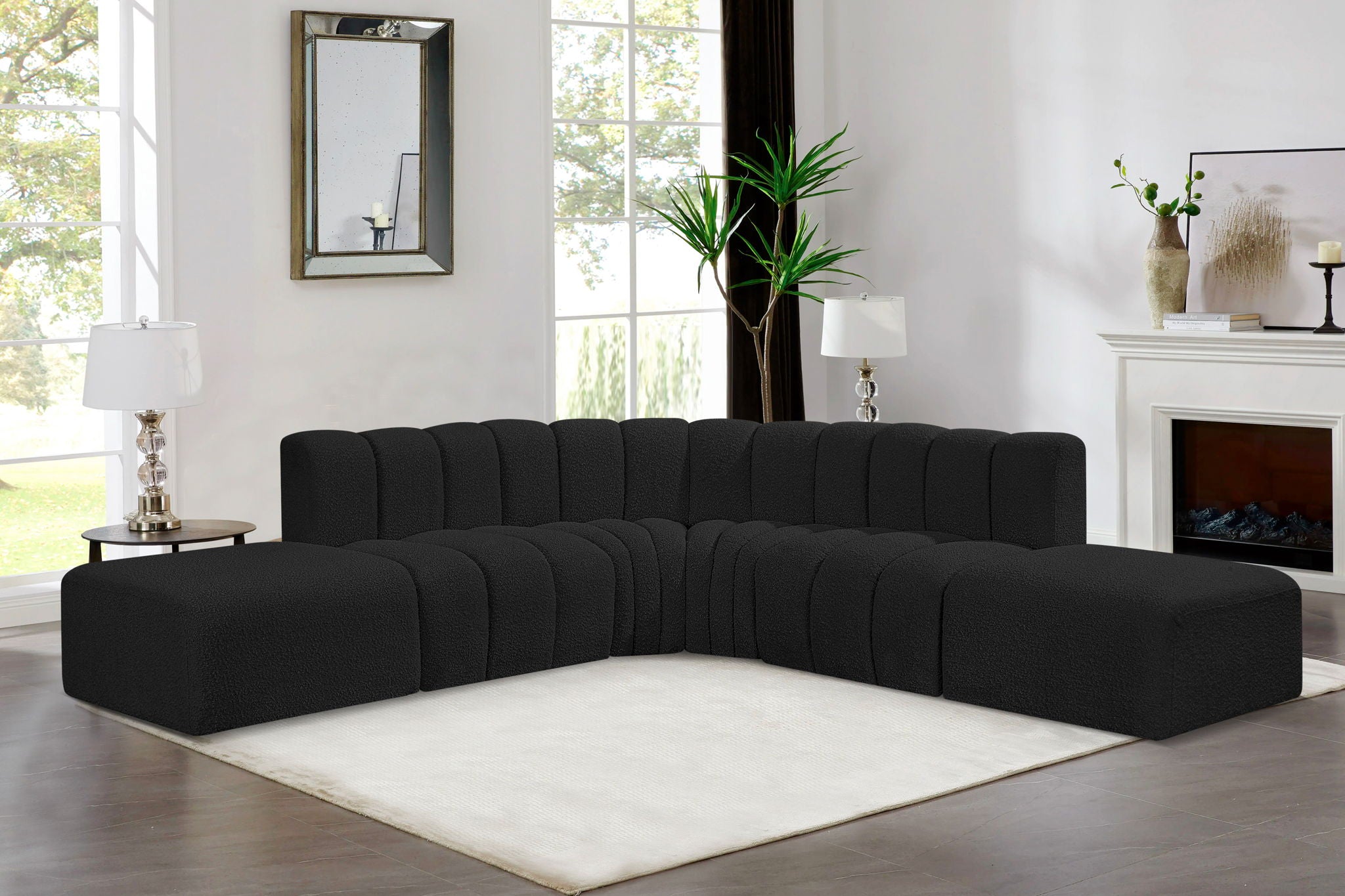 Arc - Boucle Fabric 6 Piece Corner Modular Sofa