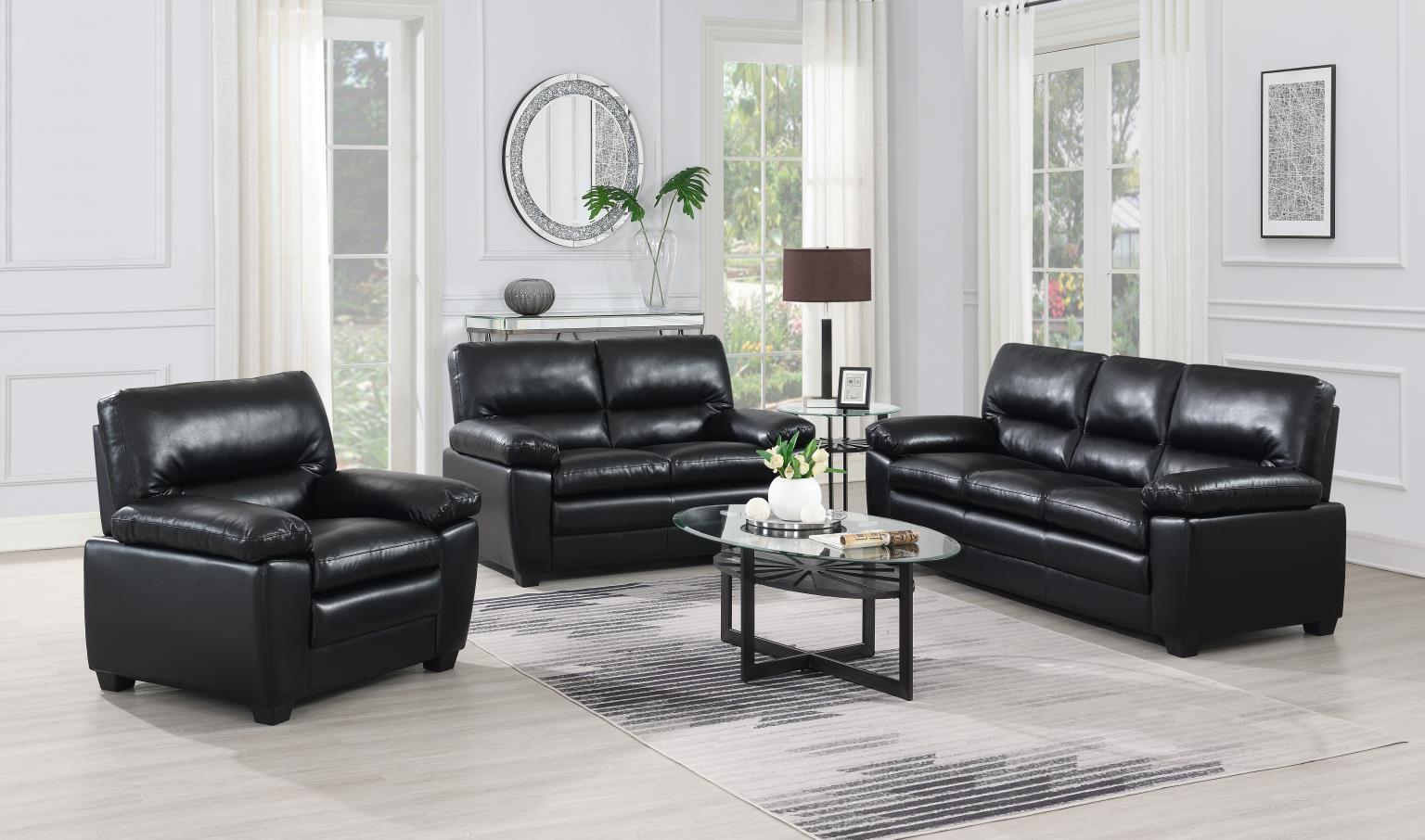 U529 Black Sofa — 81-Inch Wide