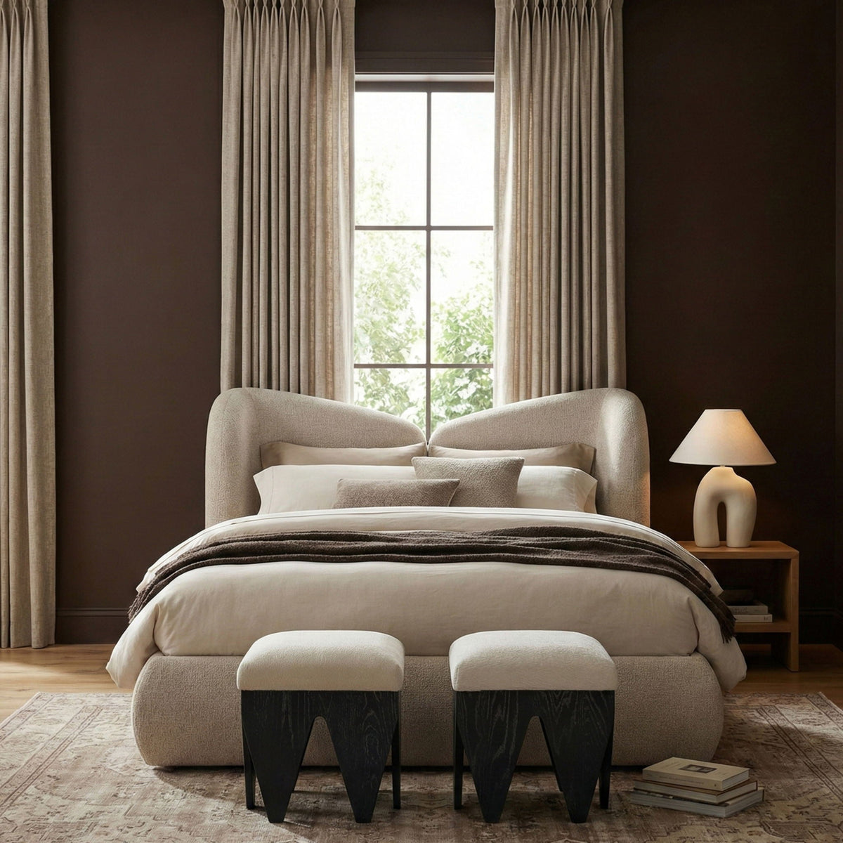 Altair - Fabric Bench with Black Base
