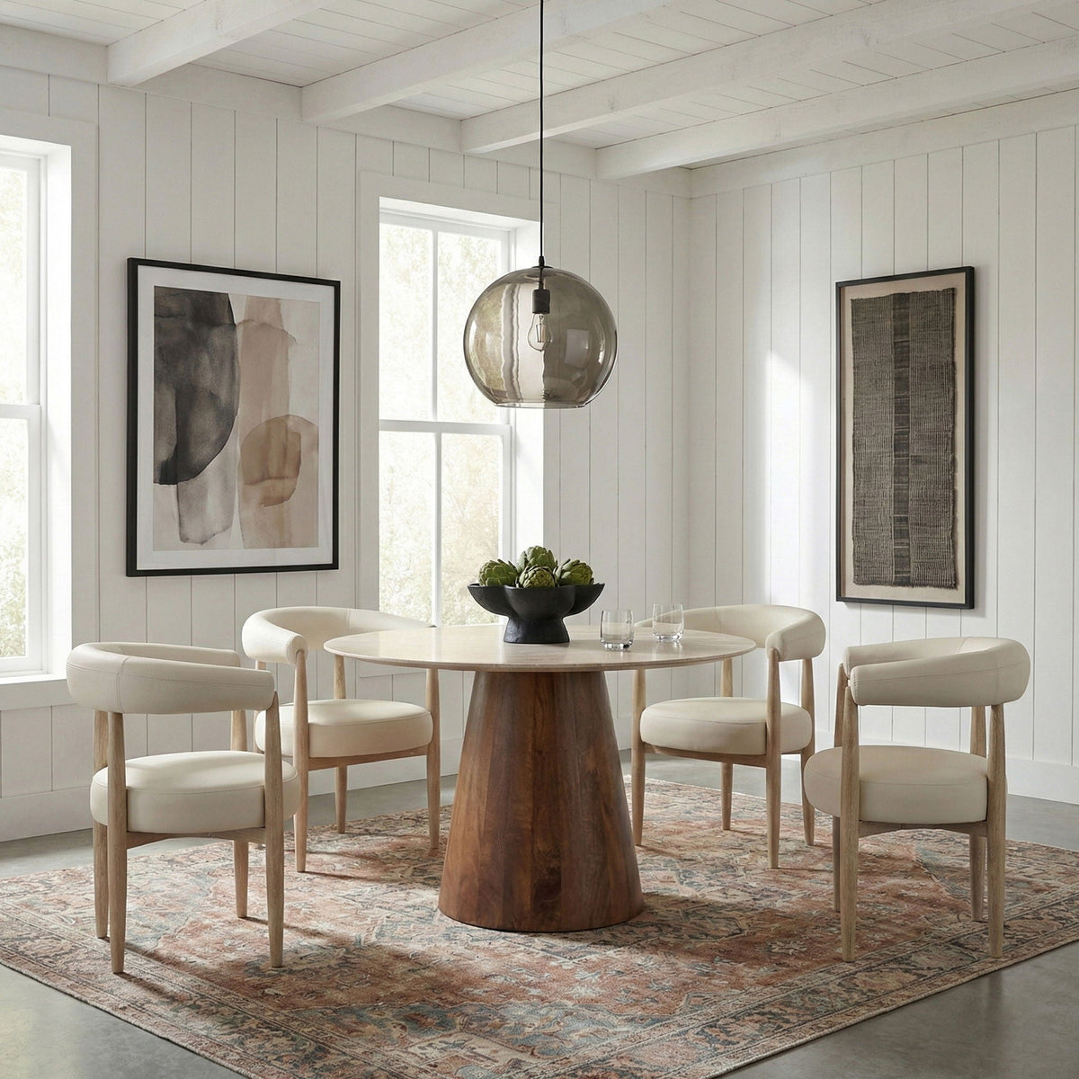 Sable Vegan Leather Dining Chair Set of 2 with Natural Base
