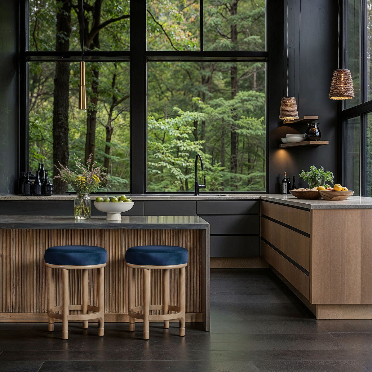 Monette - Counter Stool with Natural Base