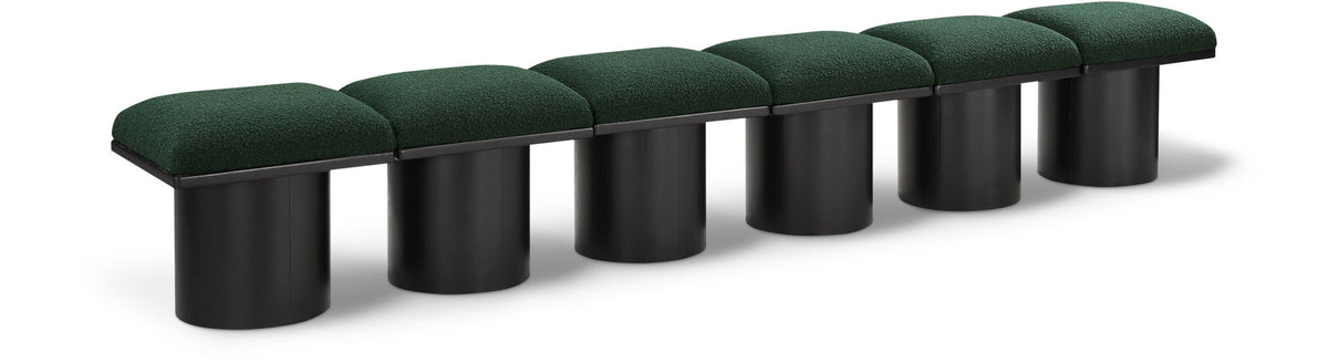 Pavilion Modular Bench 6-Piece Bench, 108"W x 15.5"D — Green / Black Base