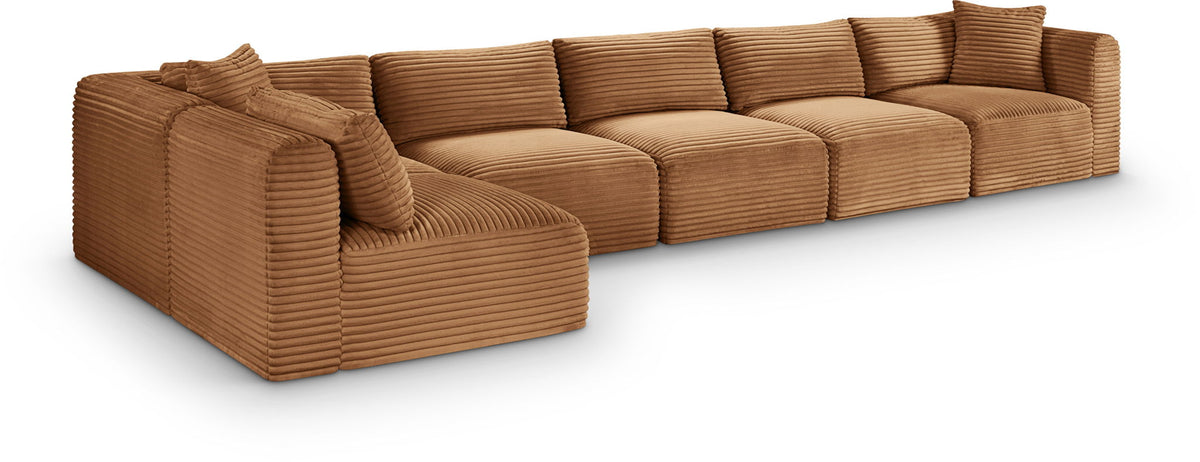 Shaggy Modular Sectional — 6-Piece Sectional — Saddle