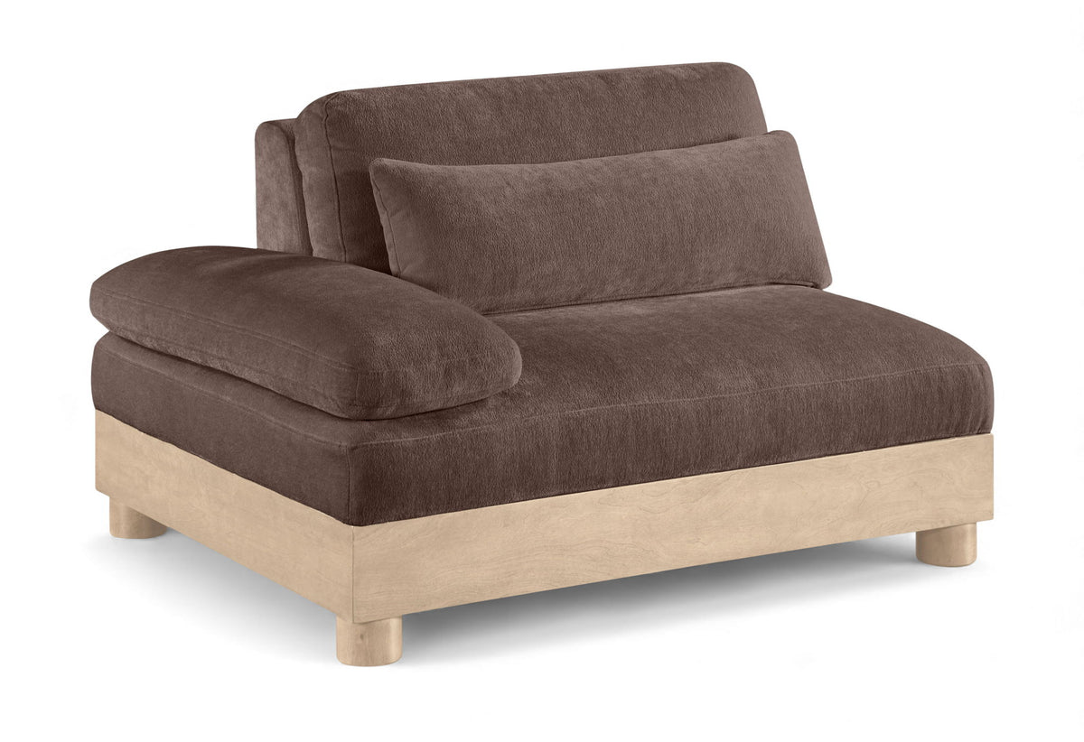 Turin Chenille Modular Sectional — Add-On: Left-Arm Chair — Brown
