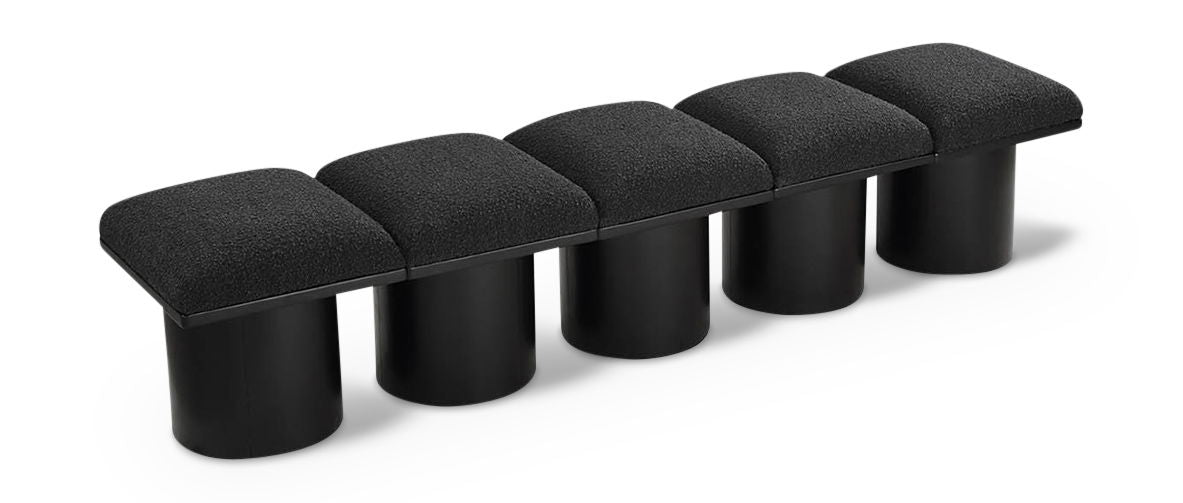 Pavilion Modular Bench 5-Piece Bench, 90"W x 15.5"D — Black / Black Base