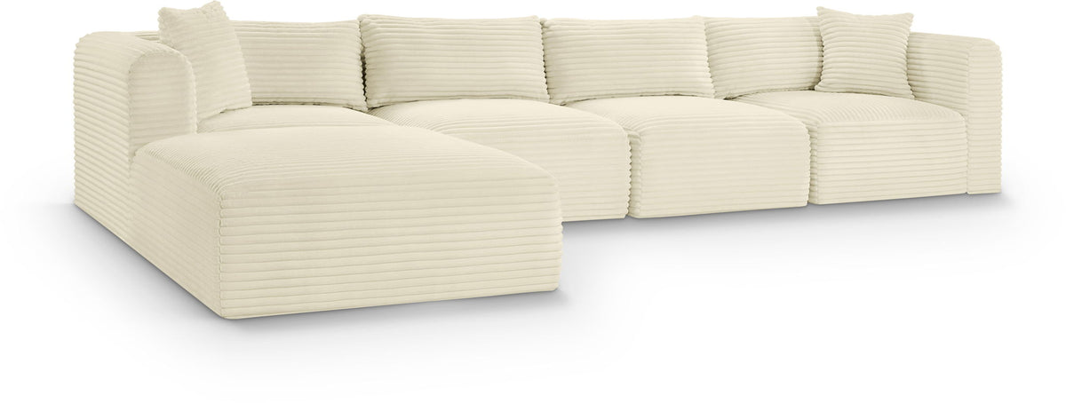Shaggy Modular Sectional — 5-Piece Sectional With Ottoman — Cream