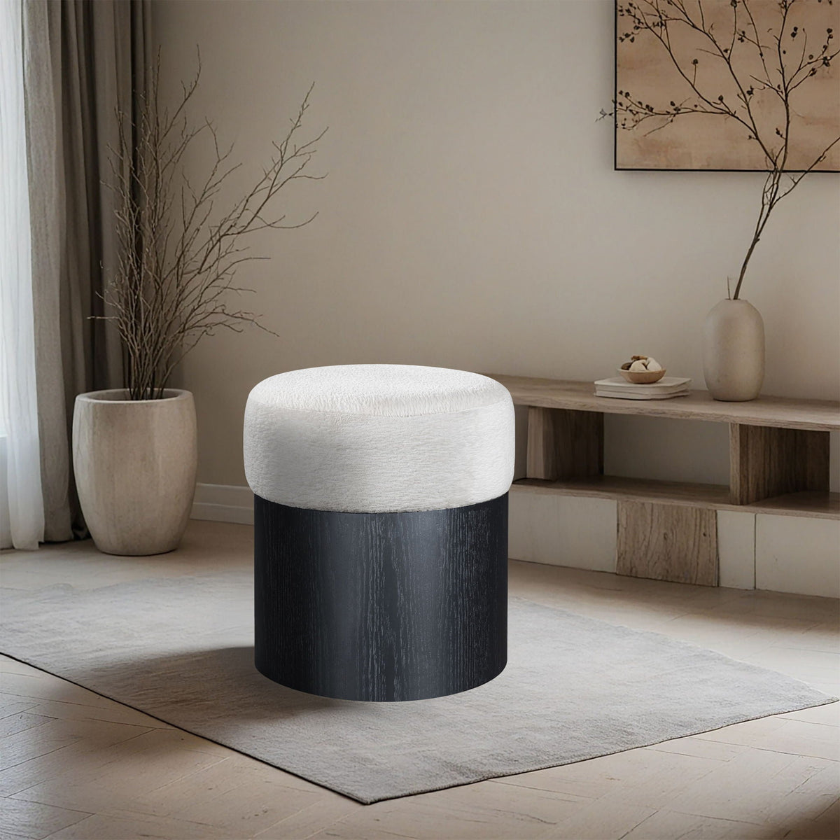 Nimes - Ottoman / Stool with Black Base