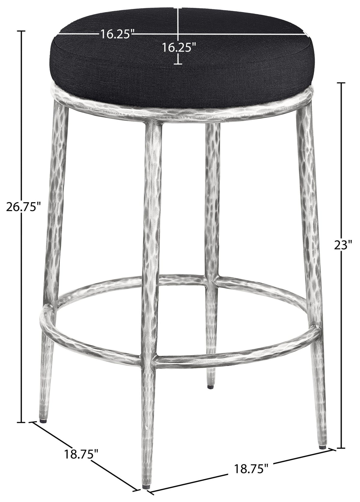Ferro Upholstered Backless Counter Stool with Brushed Silver Base