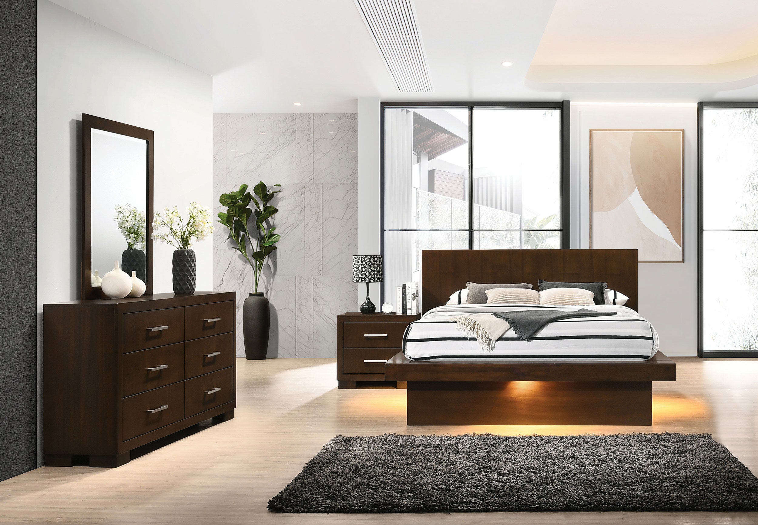 Jessica LED Bedroom Set Cappuccino