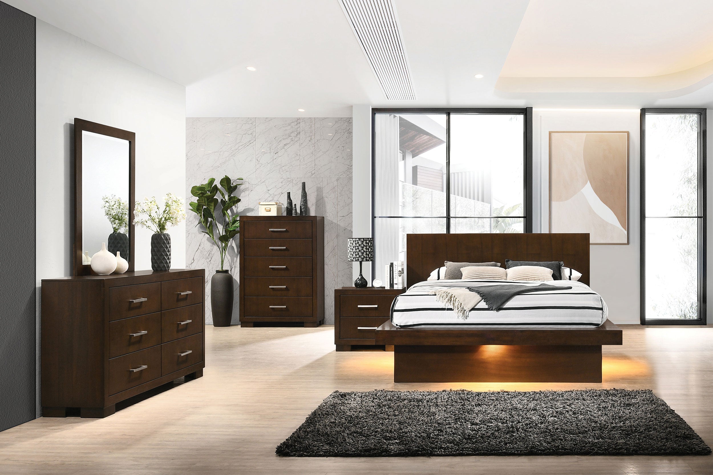Jessica LED Bedroom Set Cappuccino