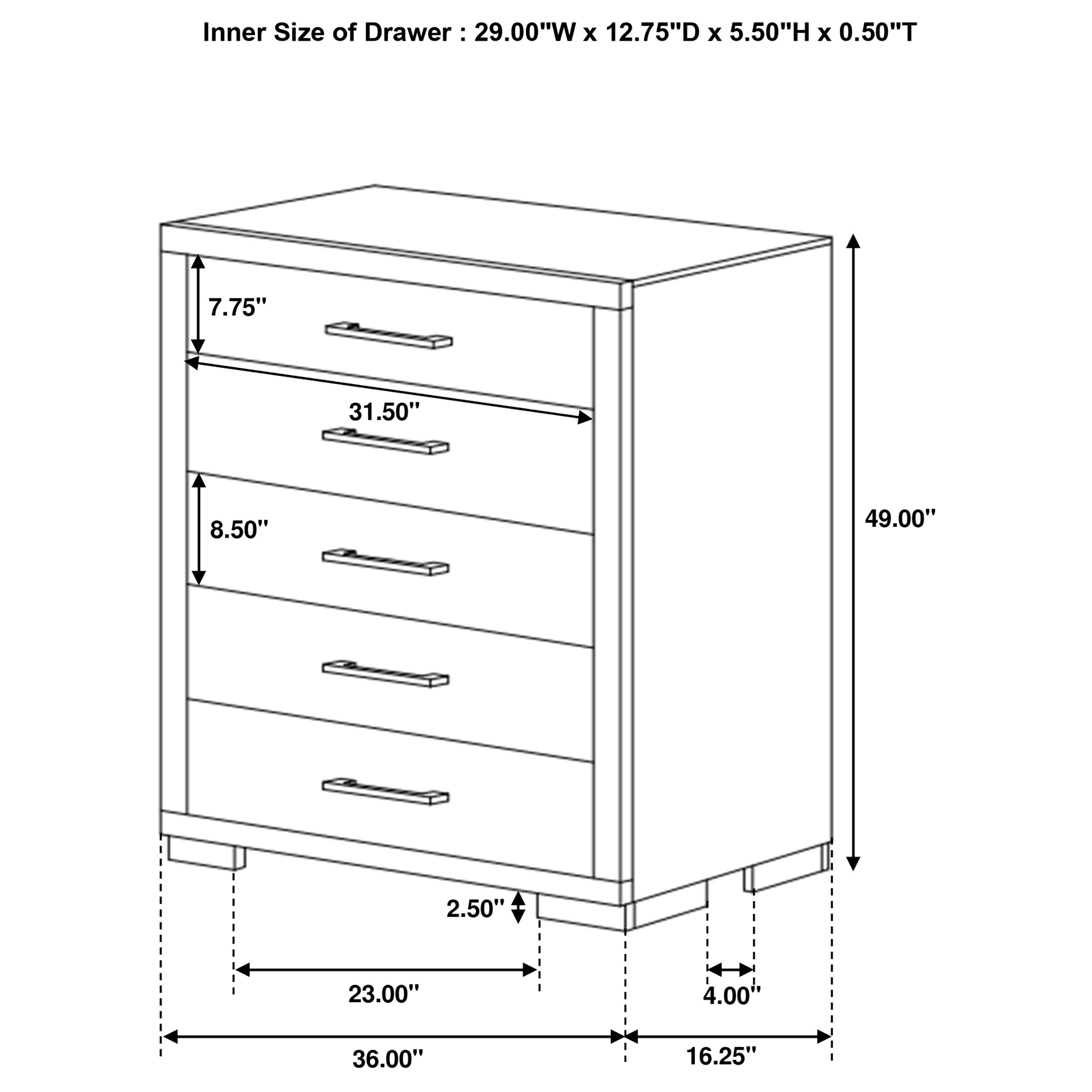 Jessica 5-drawer Bedroom Chest