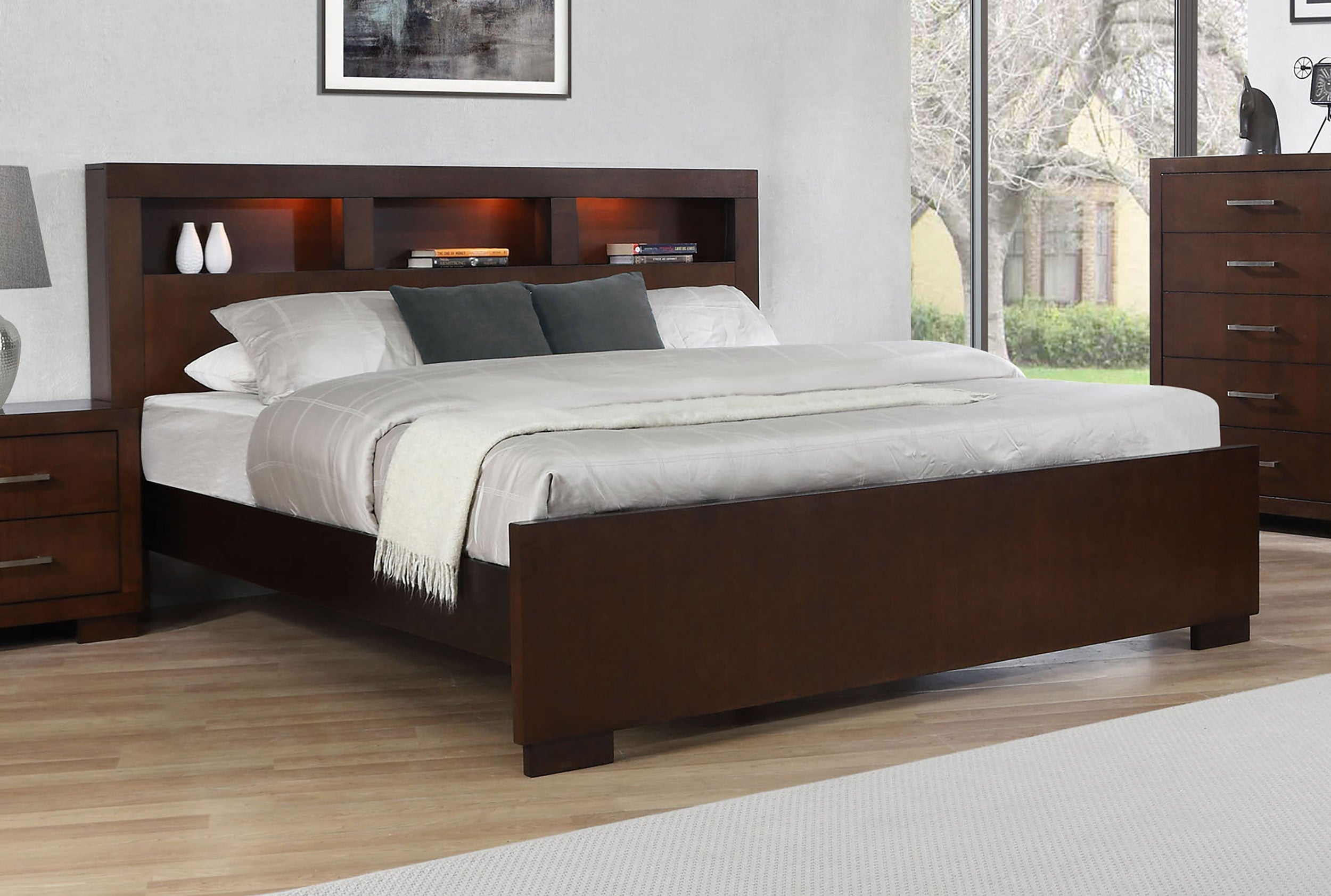 Jessica Bed with Storage Headboard Cappuccino