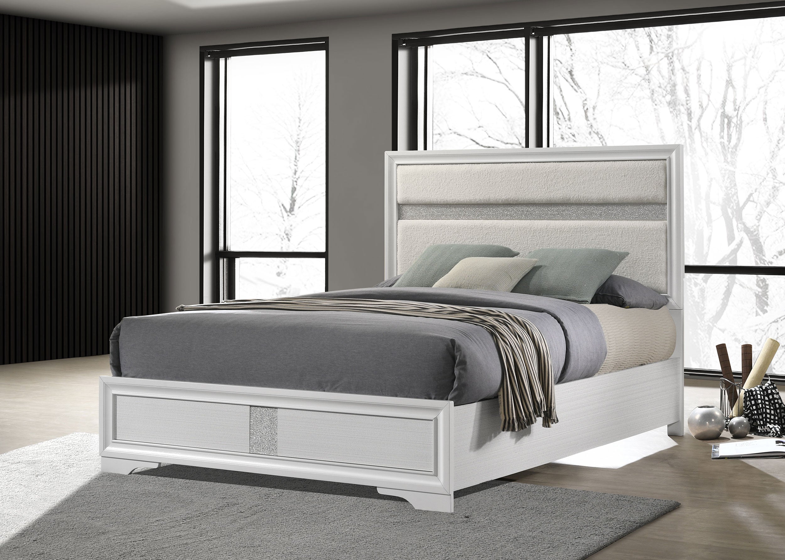 Miranda 55-inch Upholstered Panel Bed White