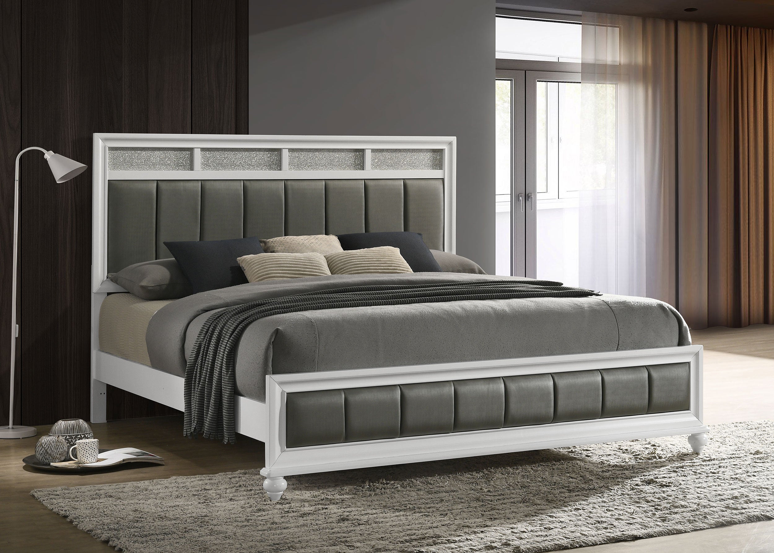 Barzini Wood Panel Bed White