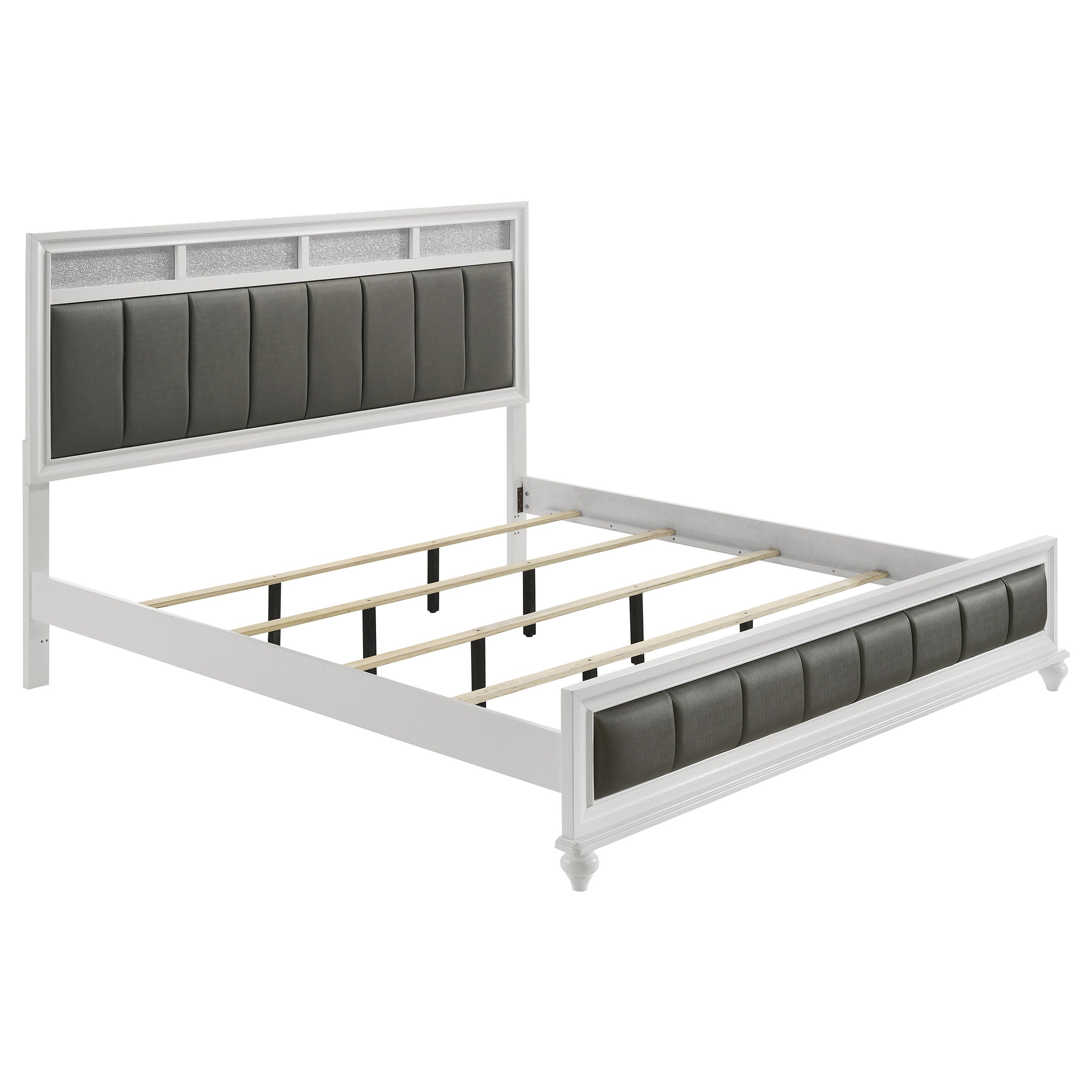 Barzini Wood Panel Bed White