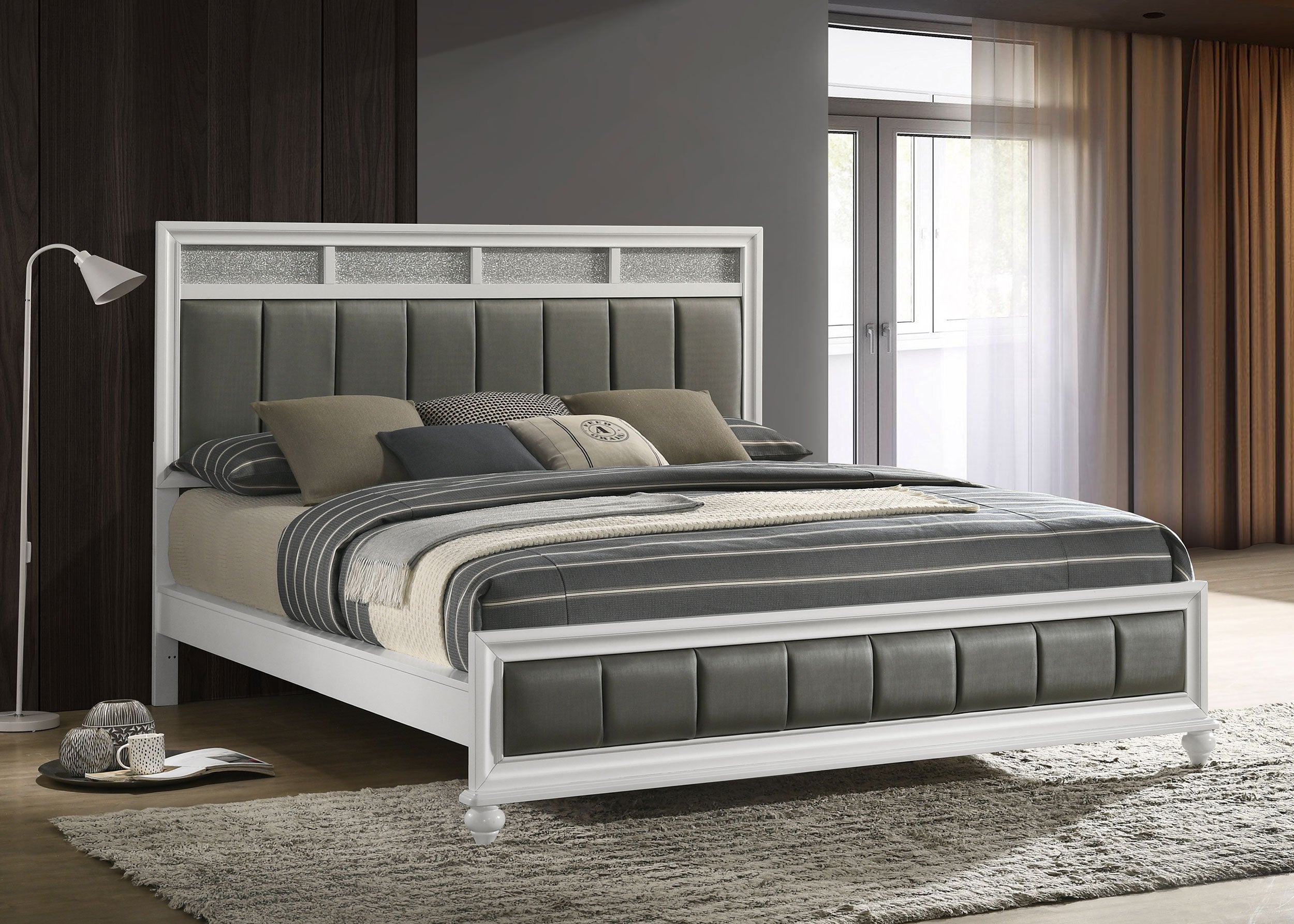 Barzini Wood Panel Bed White
