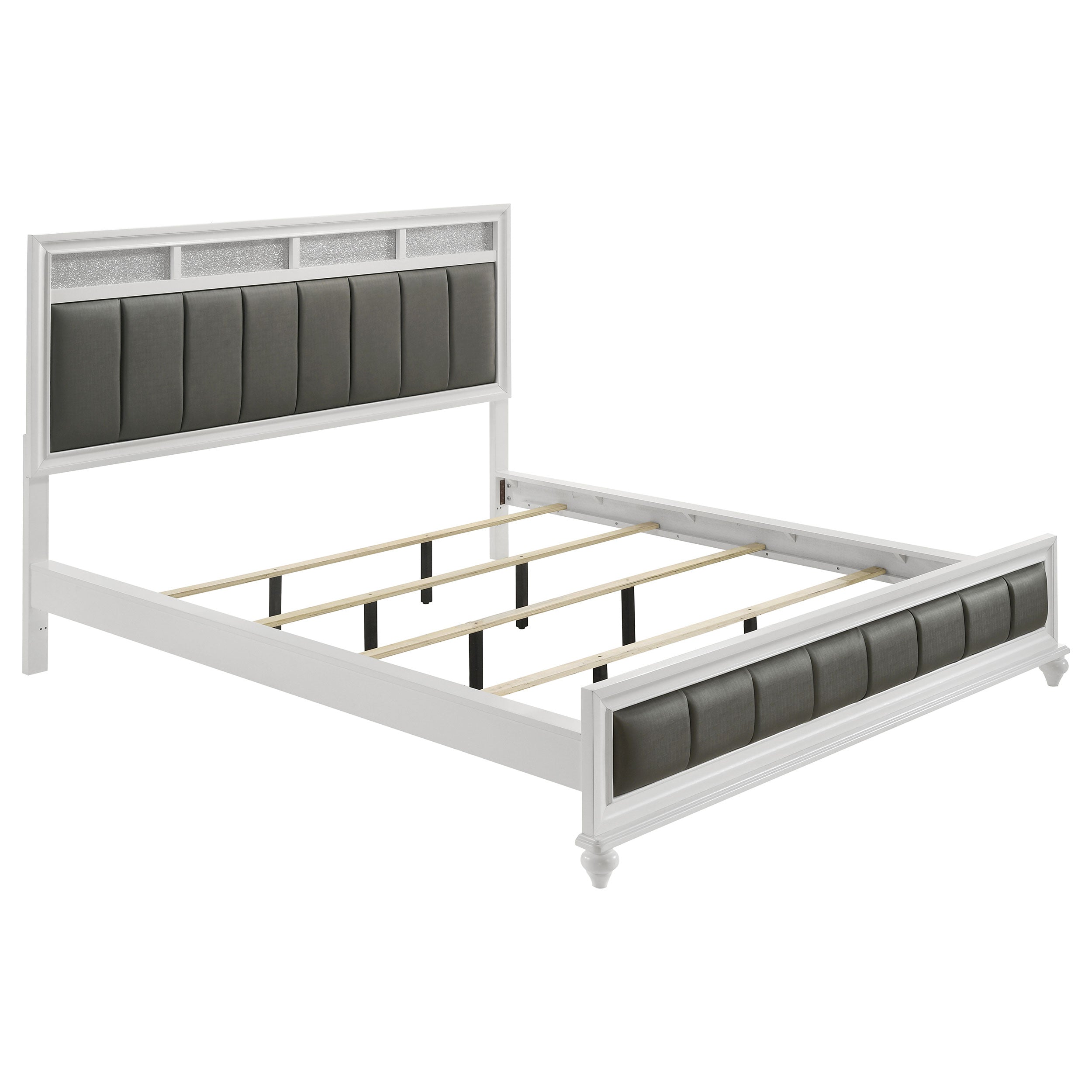 Barzini Wood Panel Bed White