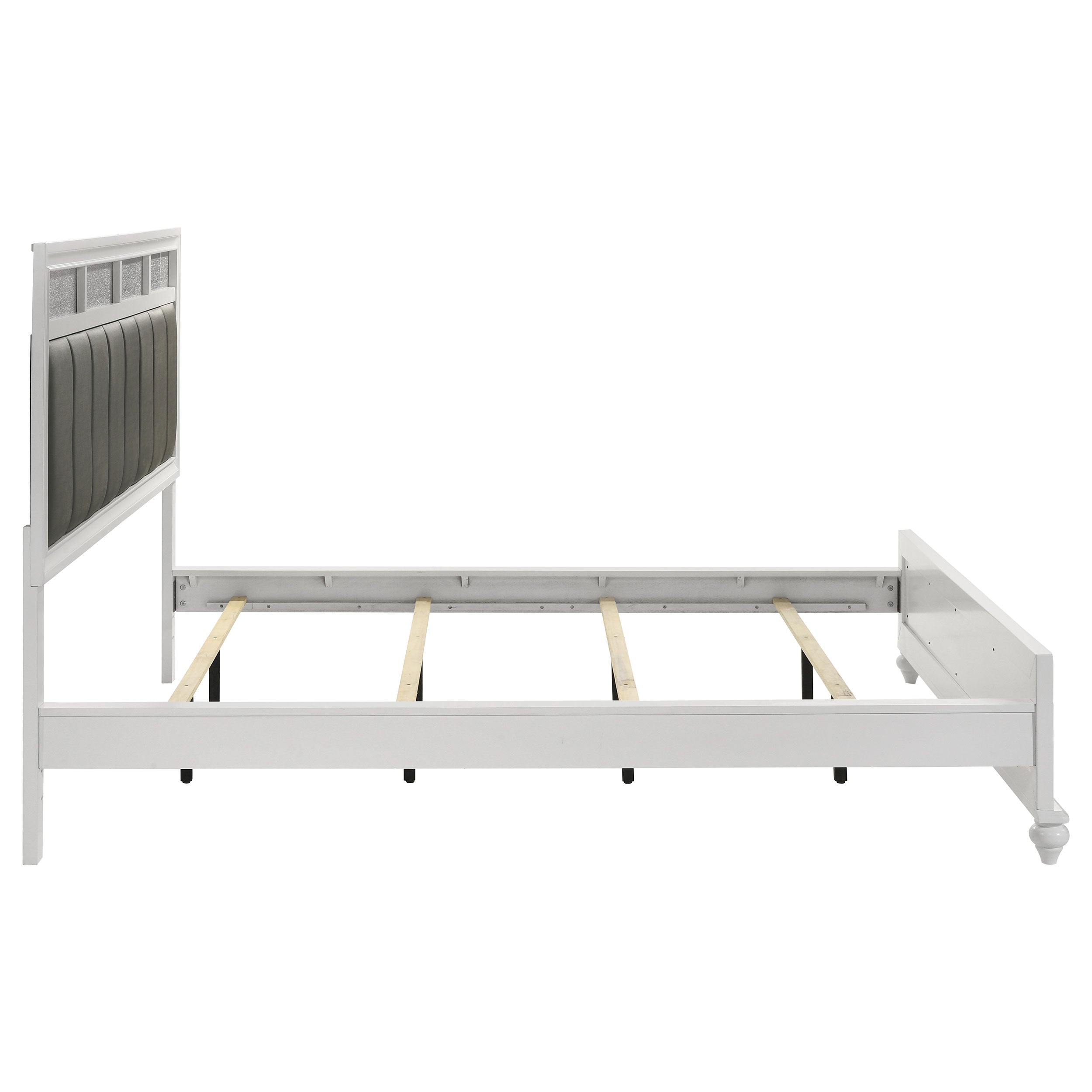 Barzini Wood Panel Bed White