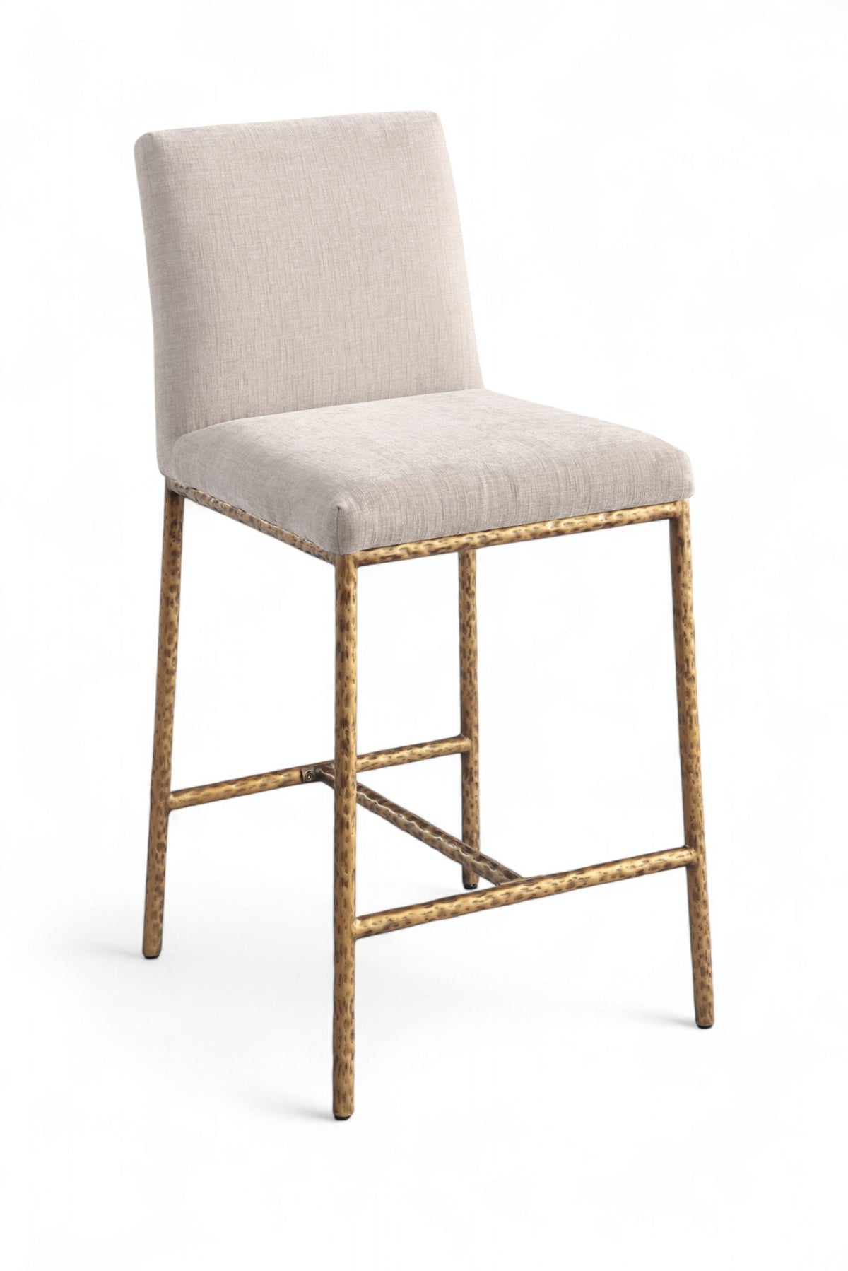 Reeves - Chenille Fabric Upholstered Counter Stool (Set of 2) with Gold Base