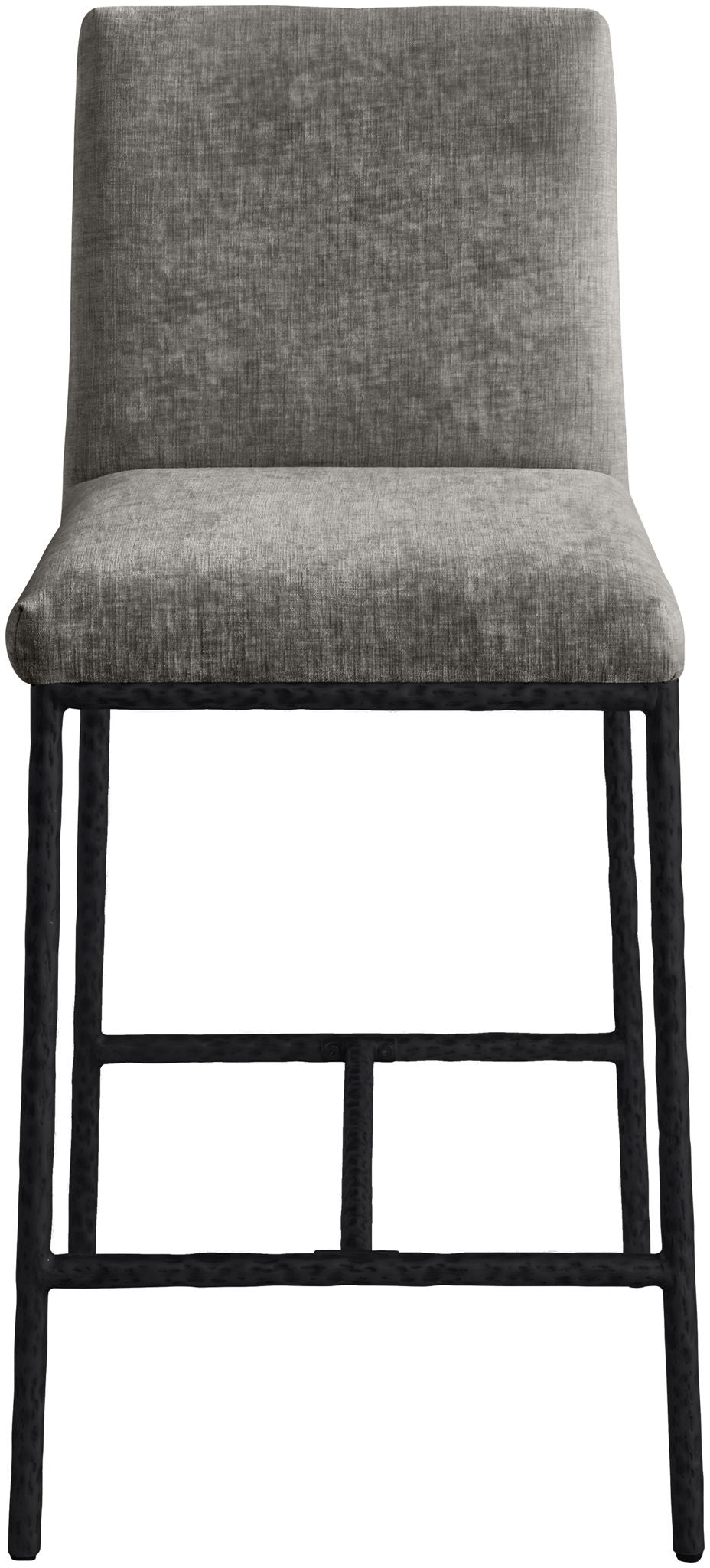 Reeves - Chenille Fabric Upholstered Counter Stool (Set of 2) with Black Base