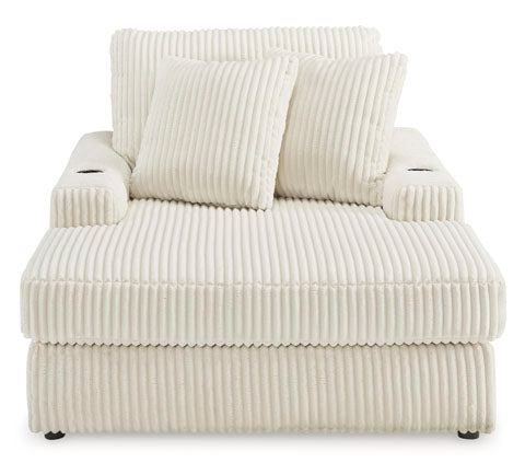 Lindyn Ivory Oversized Chaise — Plush Cord Upholstery