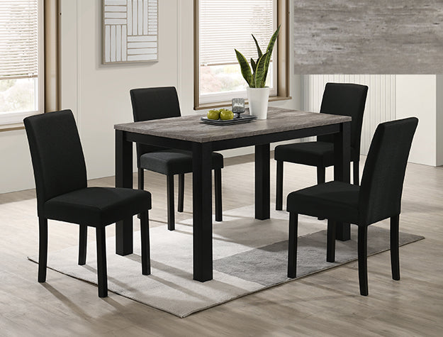 Resia Concrete Dining Set — Table & Charcoal Chairs