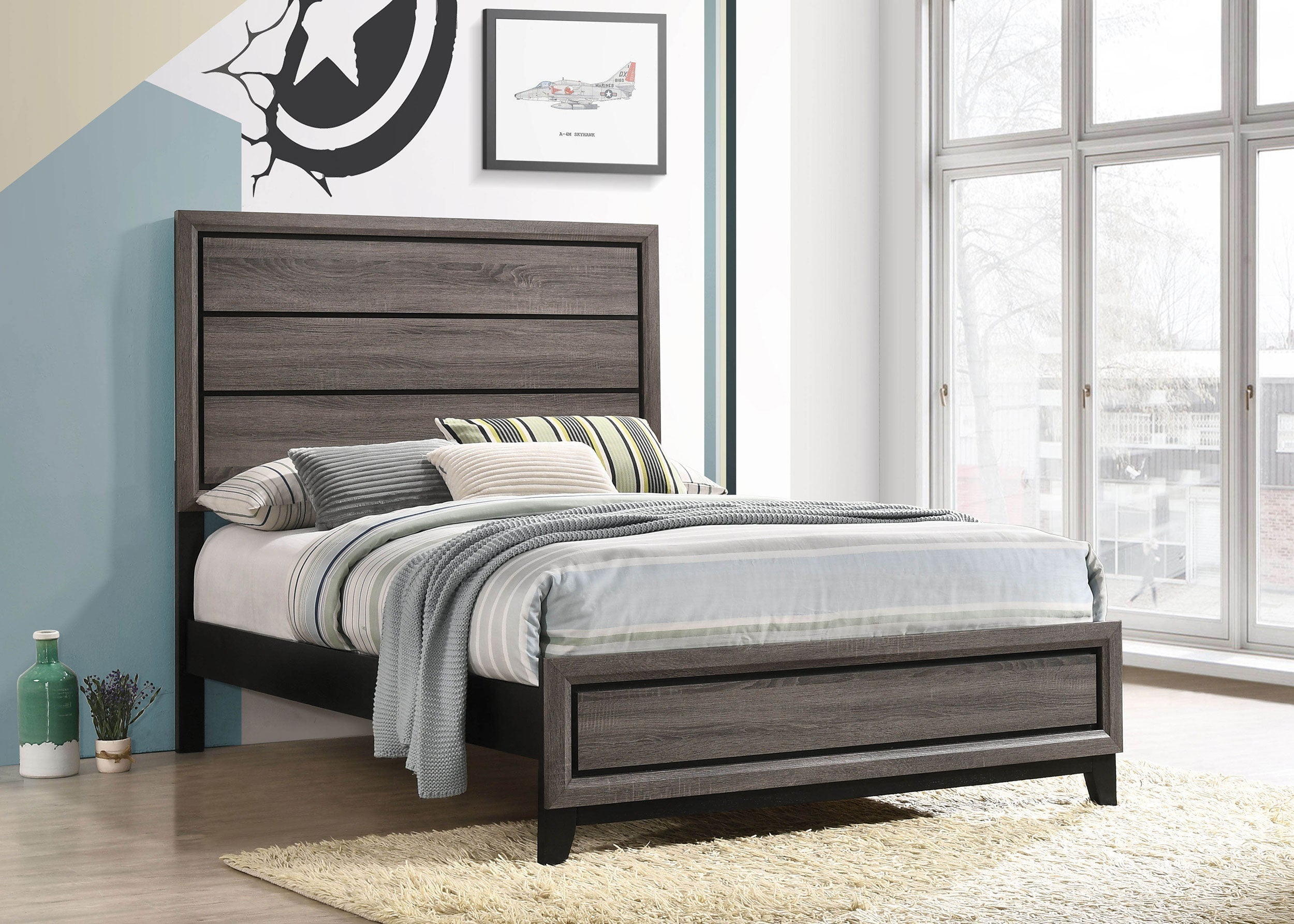 Watson Bed Grey Oak and Black