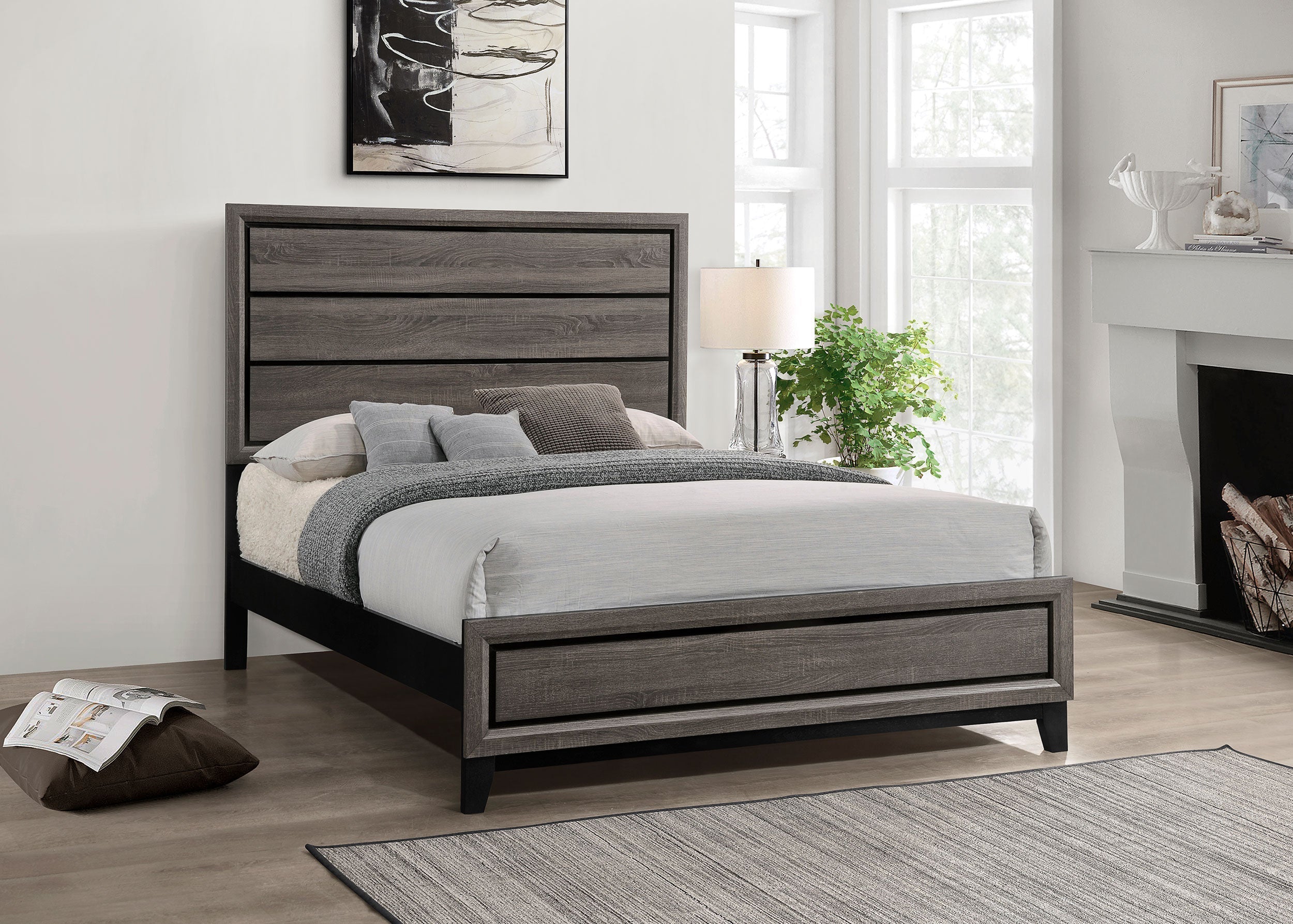 Watson Bed Grey Oak and Black