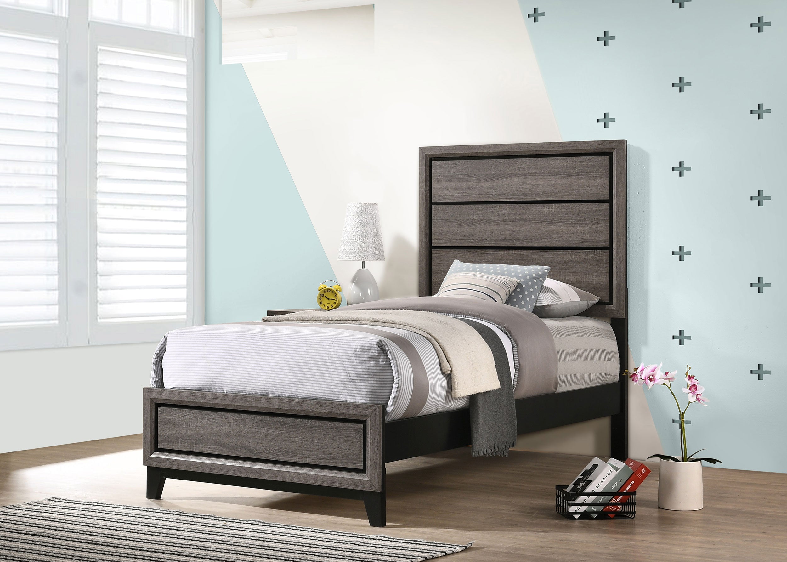 Watson Bed Grey Oak and Black