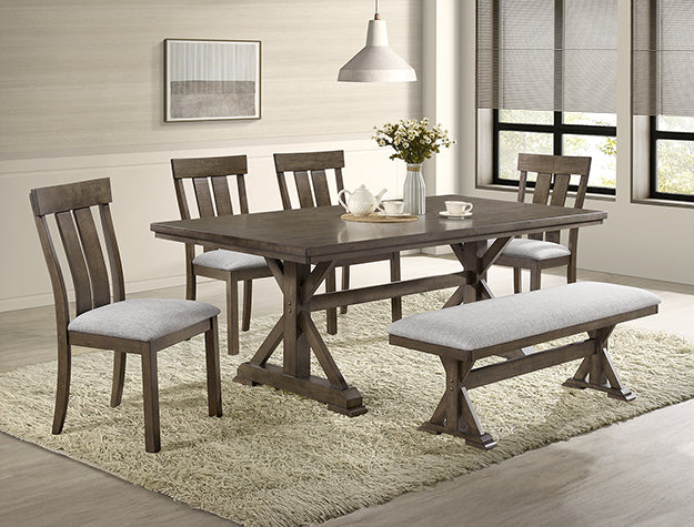 Lloyd Rustic Dining Set — Table, Chairs & Bench
