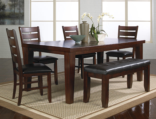 Bardstown Dining Set — Table with Leaf, Chairs & Tufted Bench