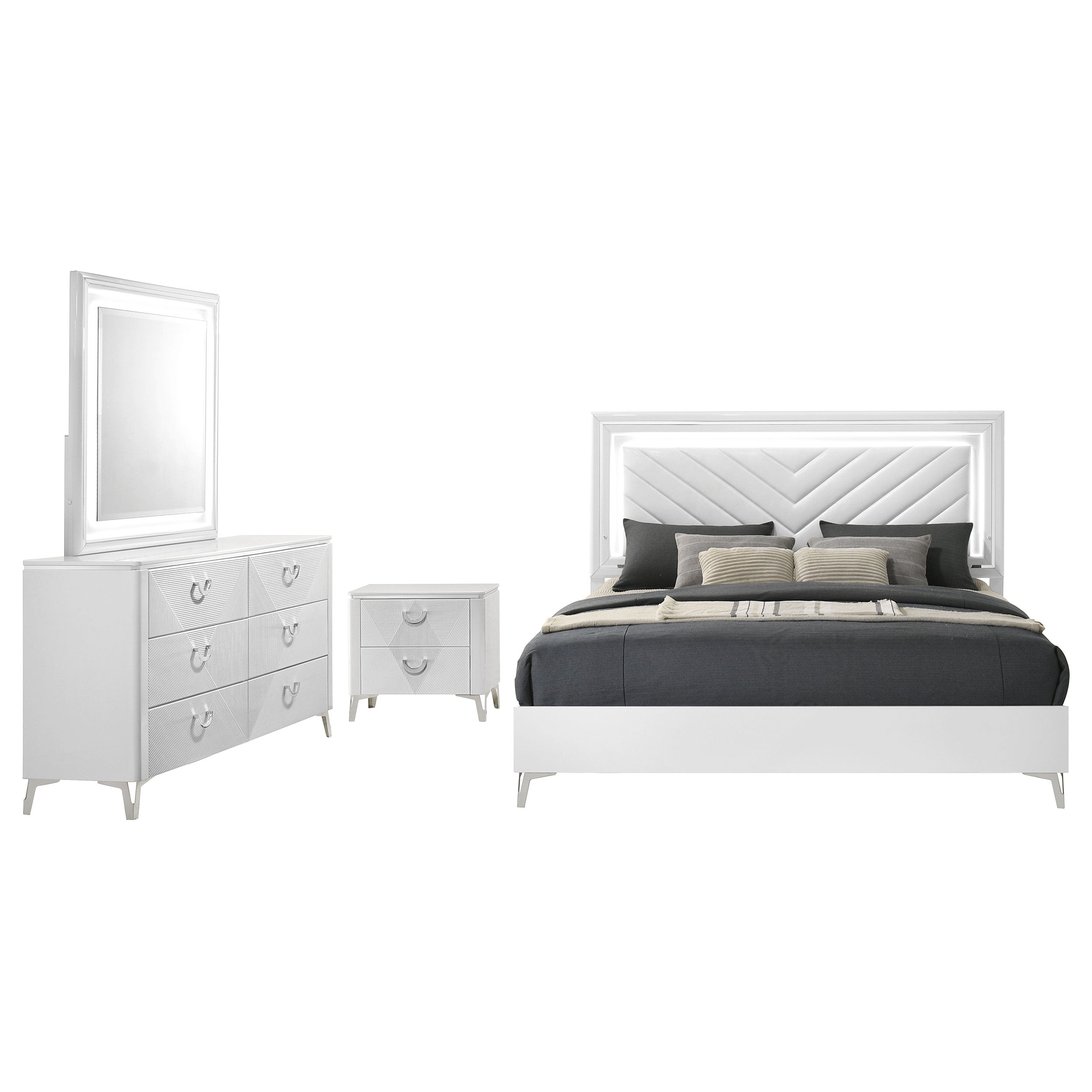 Cassia LED Bedroom Set High Gloss
