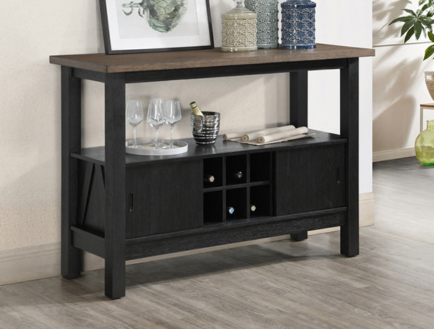 Maribelle Wheat & Charcoal Server — Wine Rack & Sliding Doors