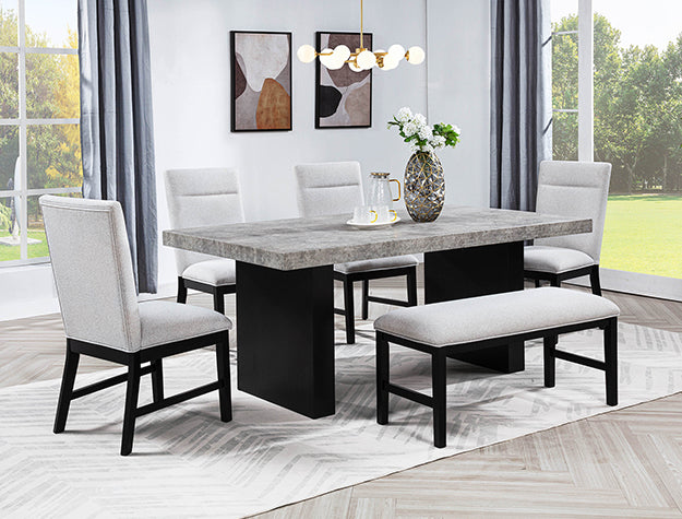 Sebastian Dining Set — Table, Side Chairs & Bench