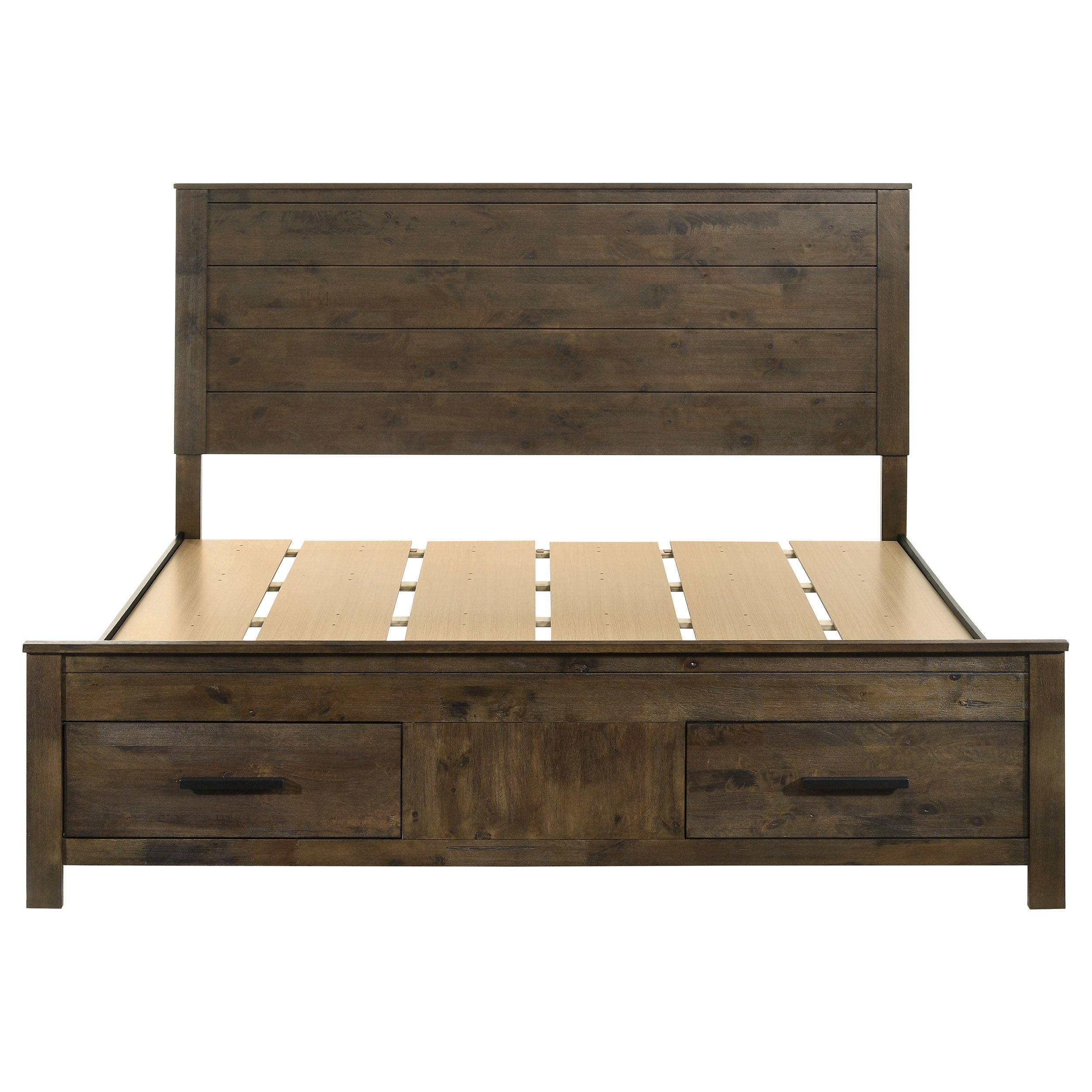 Woodmont Wood Storage Panel Bed Rustic Golden Brown