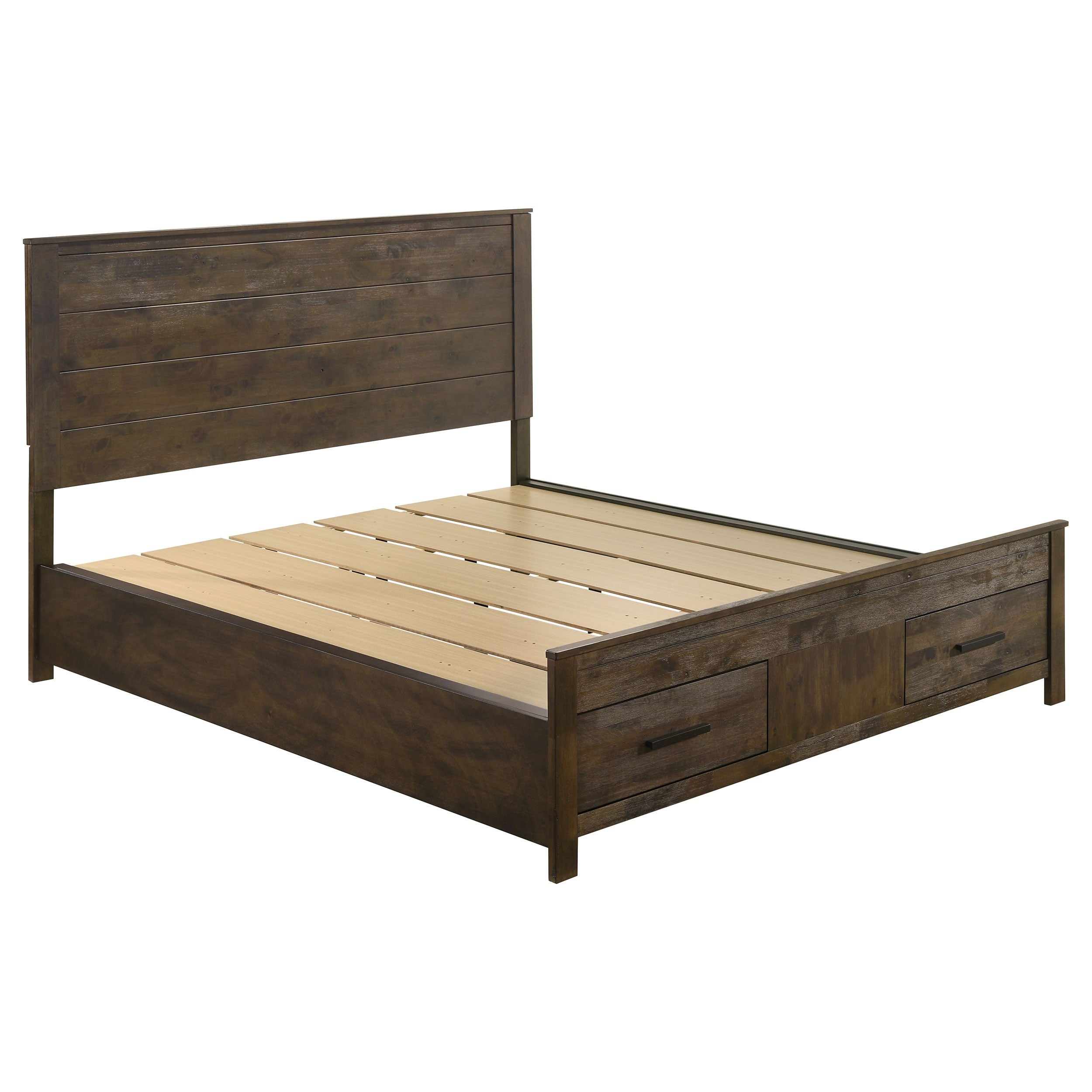 Woodmont Wood Storage Panel Bed Rustic Golden Brown