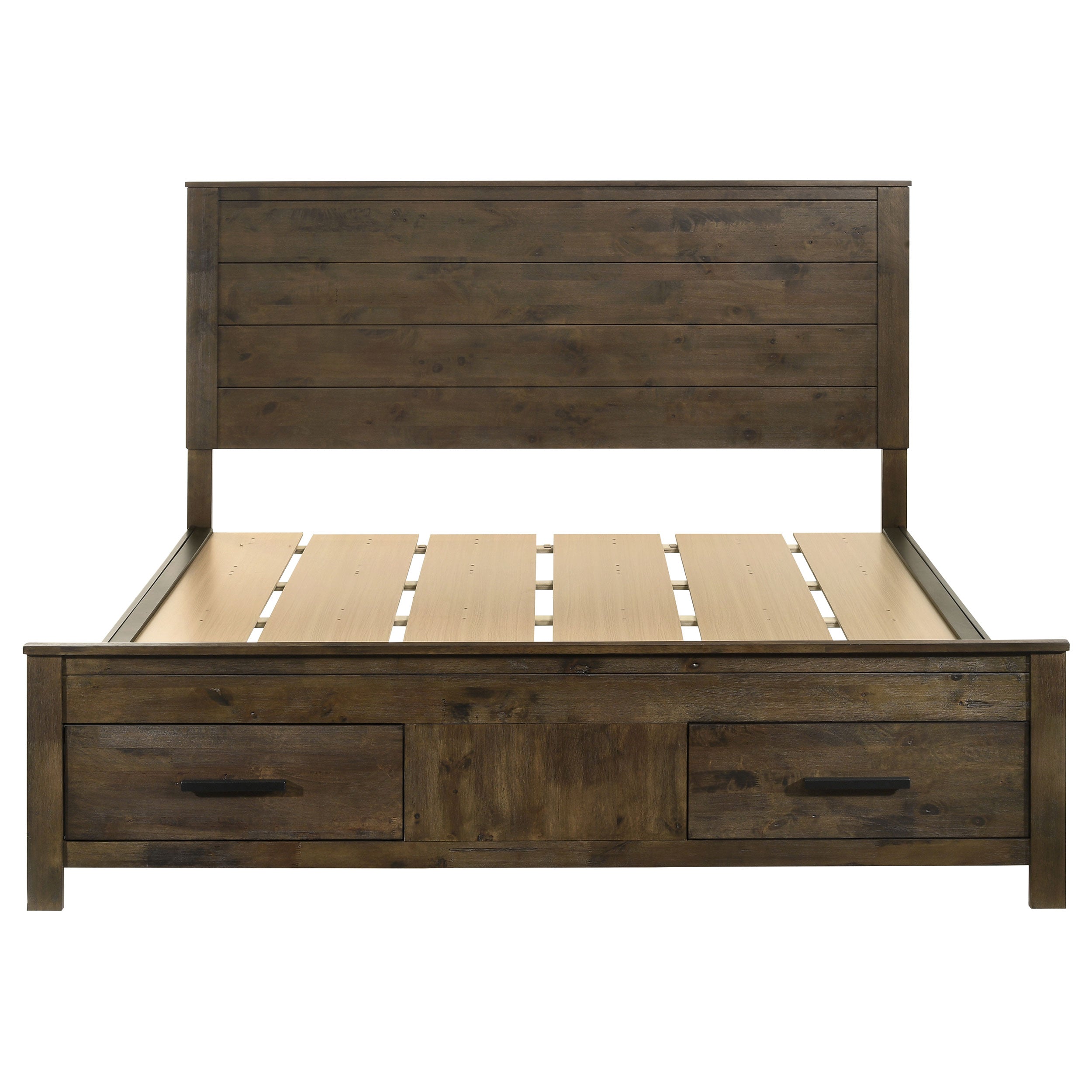 Woodmont Wood Storage Panel Bed Rustic Golden Brown