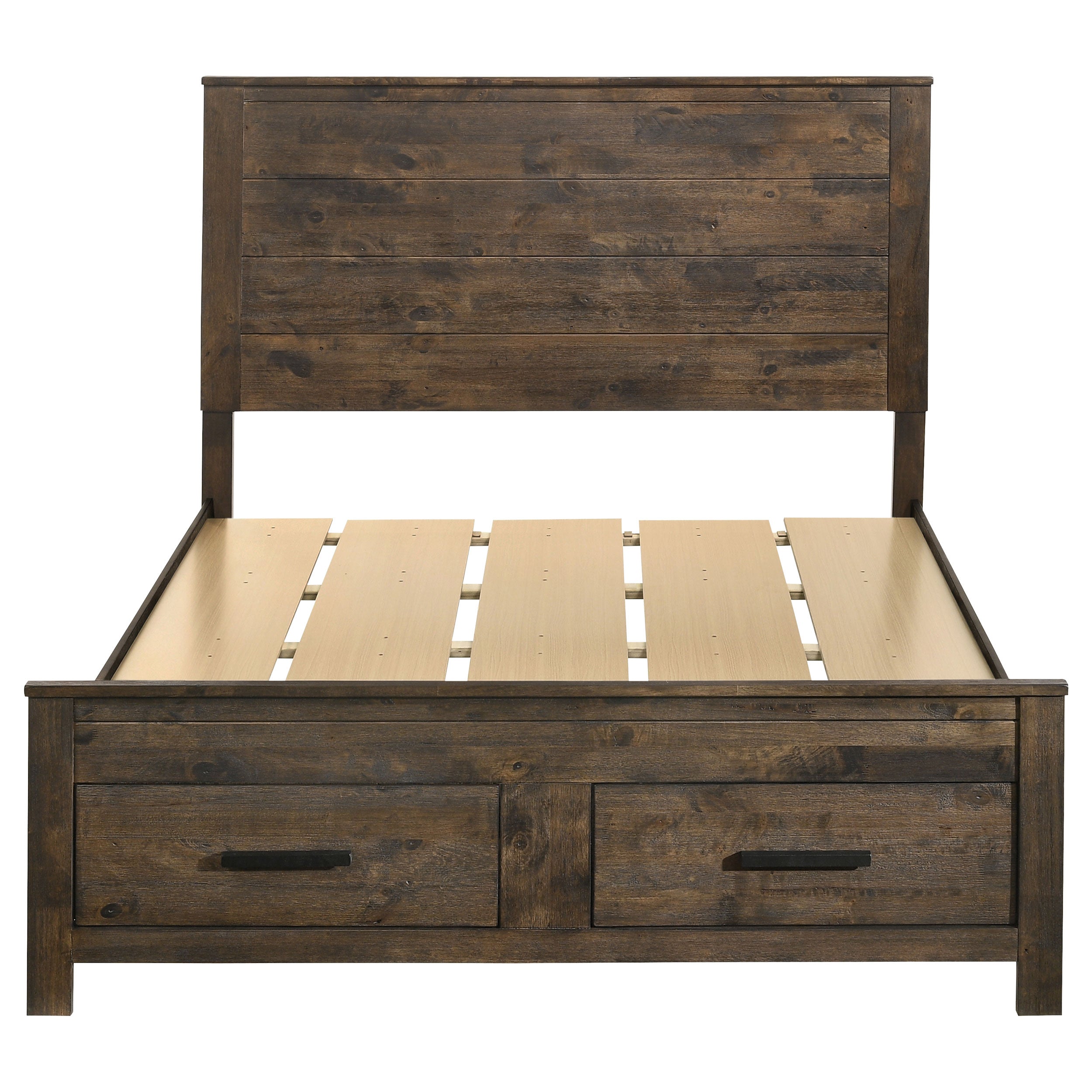 Woodmont Wood Storage Panel Bed Rustic Golden Brown